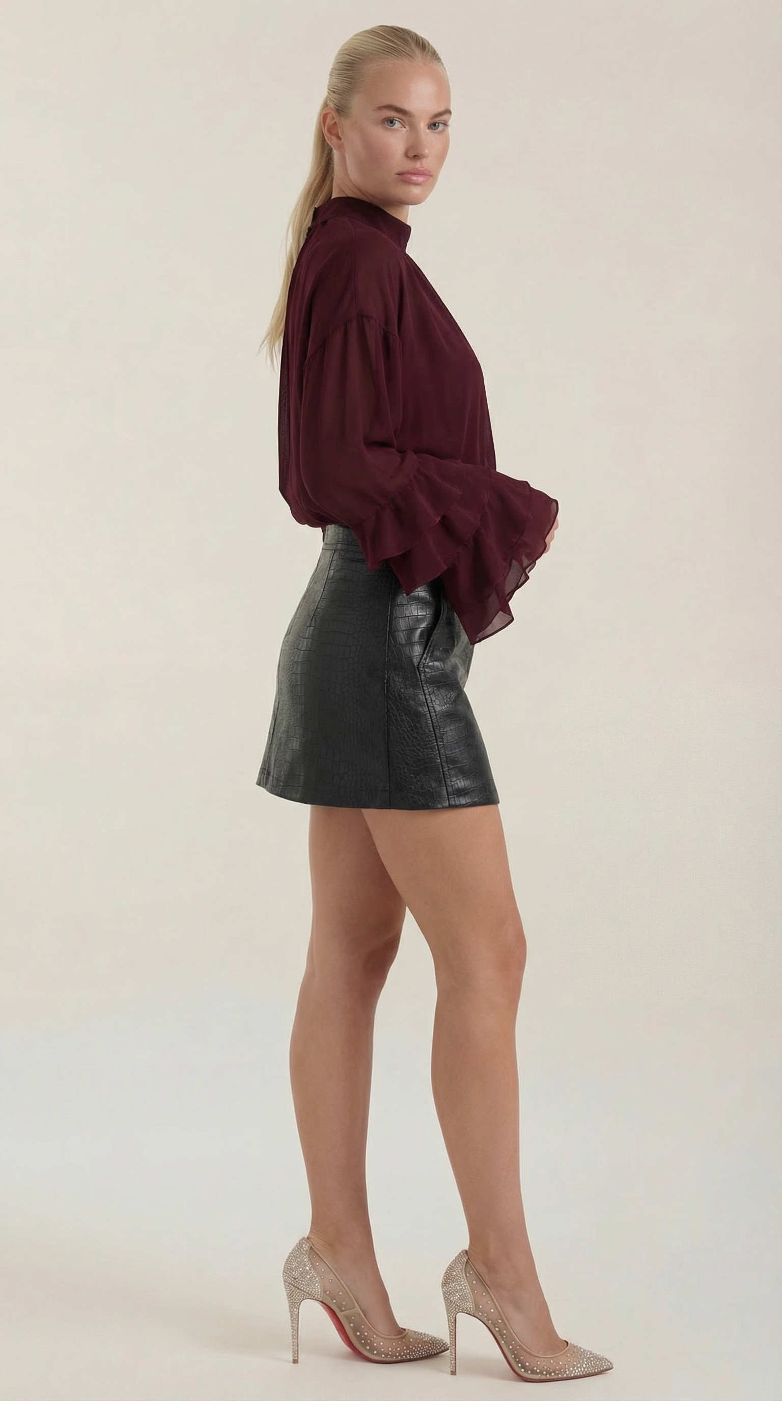 Alma High Mock Sheer Top