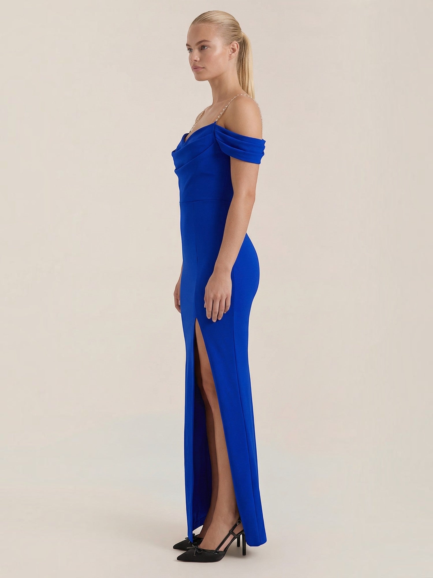 Daphne Off Shoulder Slit Maxi Dress