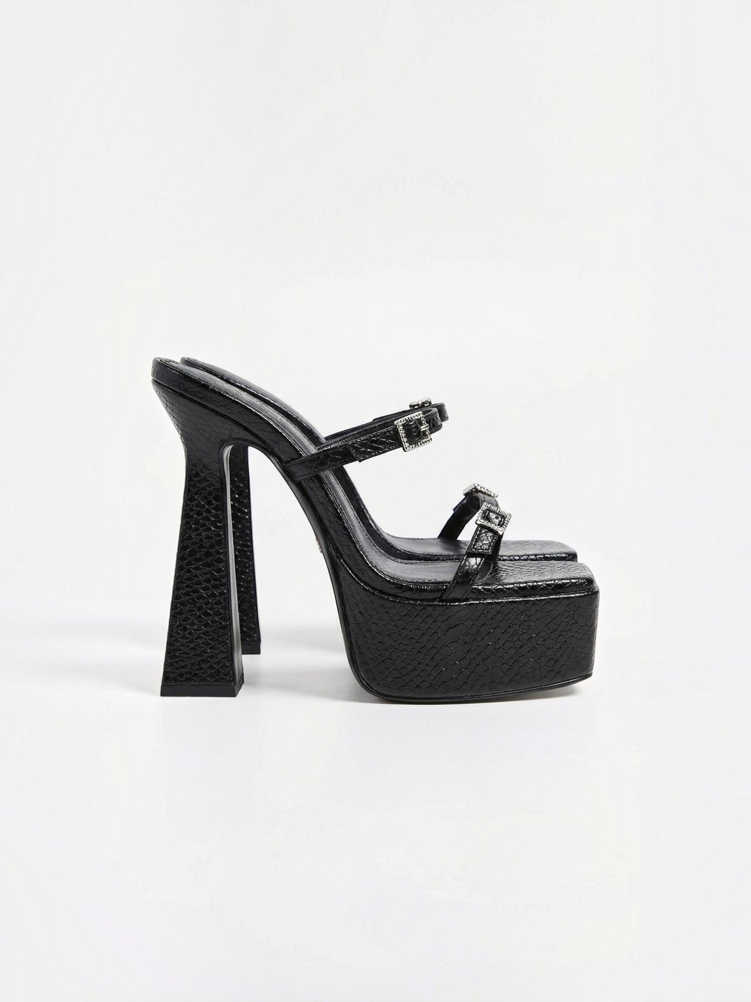 Anora High Heel Plateau Mules mit Schnallen