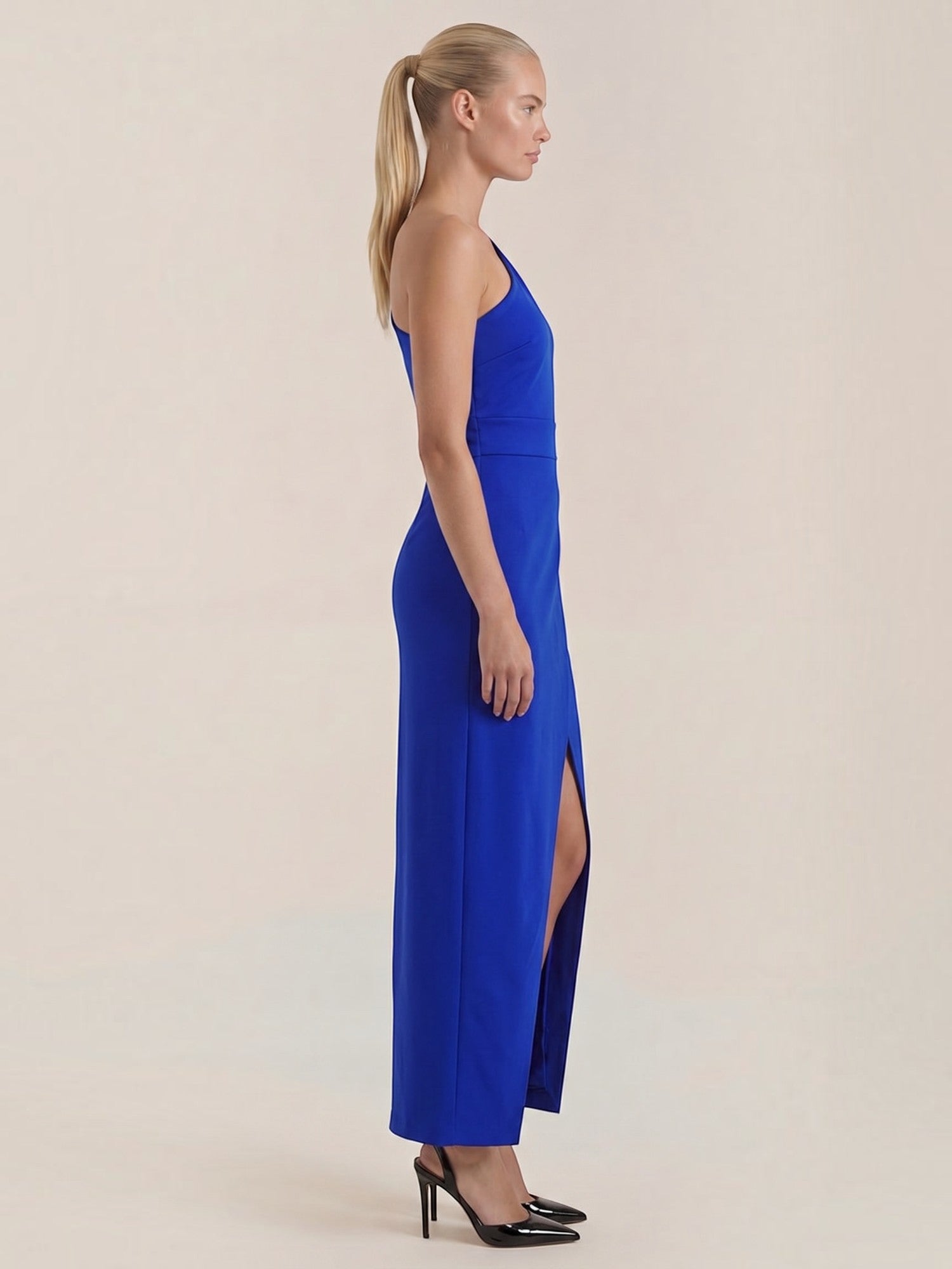 Fern Maxi Abendkleid One Shoulder mit Beinschlitz