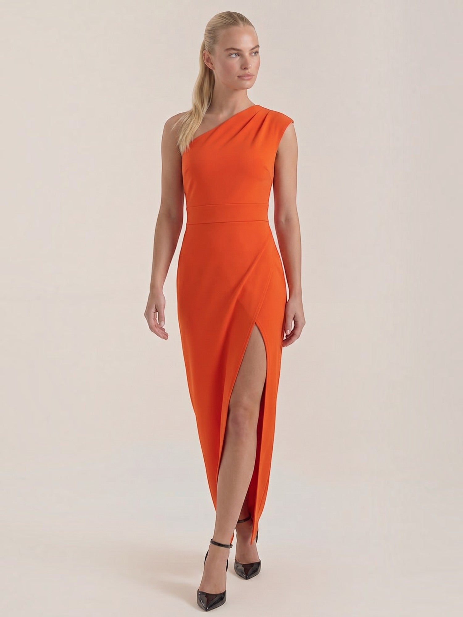 Fern Maxi Abendkleid One Shoulder mit Beinschlitz