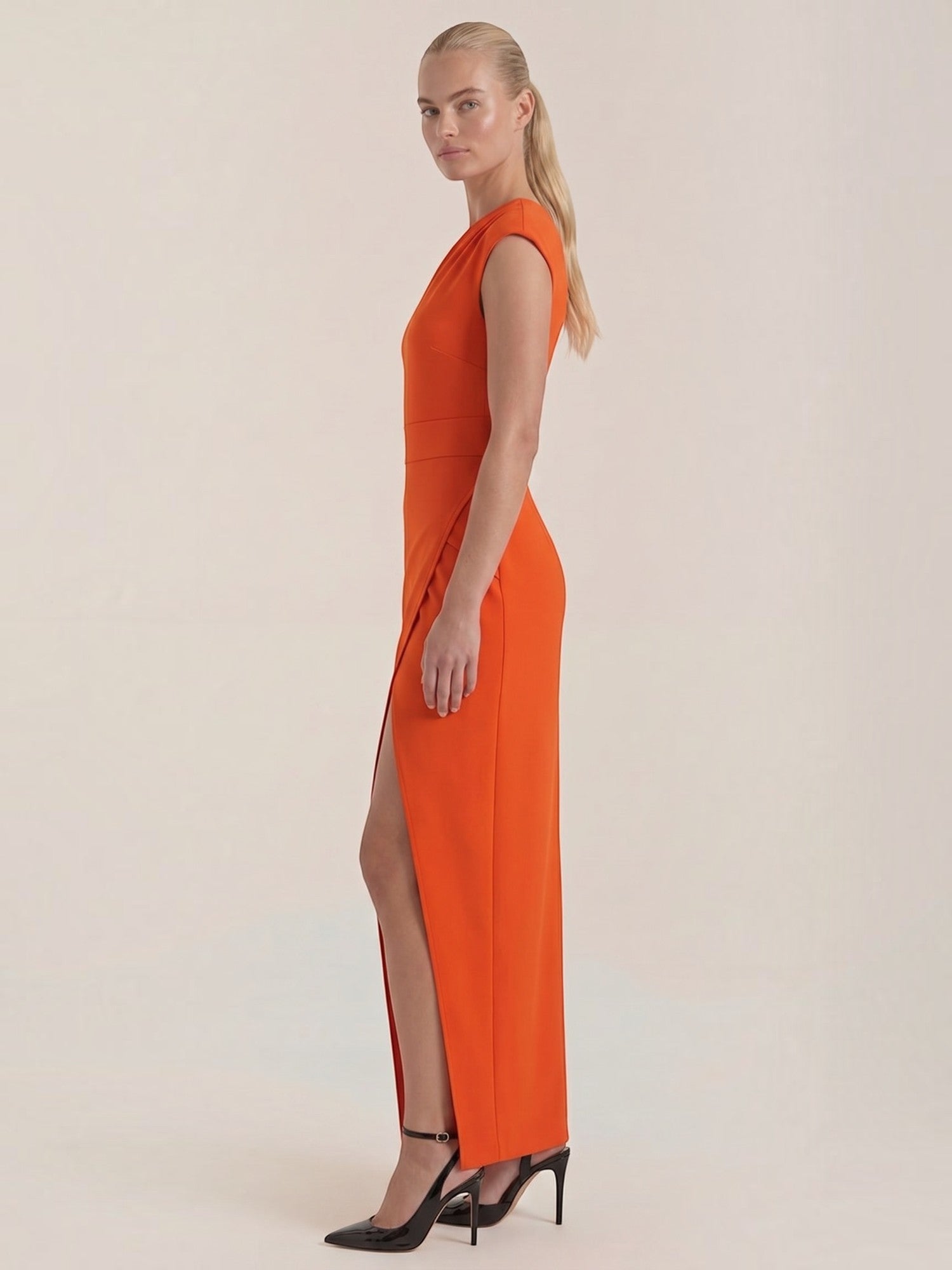 Fern Maxi Abendkleid One Shoulder mit Beinschlitz