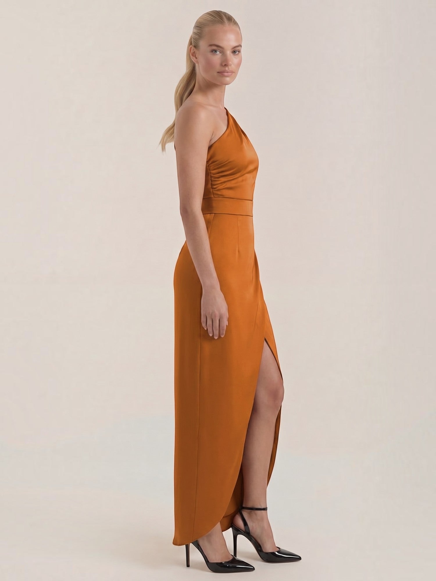 Fern Maxi Abendkleid One Shoulder mit Beinschlitz