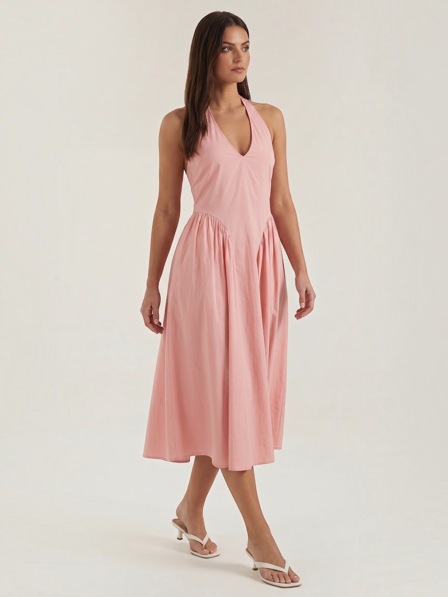 Kiara Neckholder-Midikleid mit ausgestelltem Rock