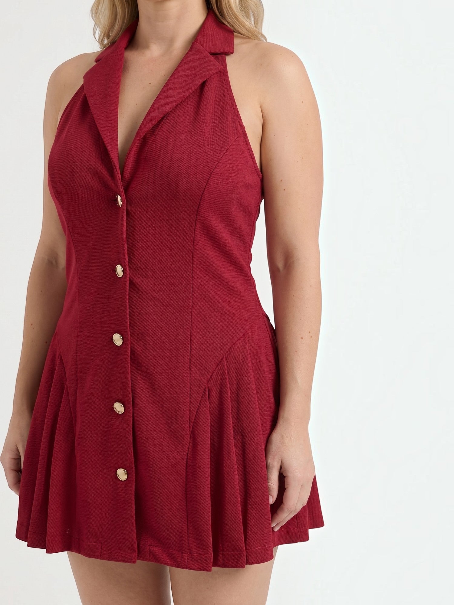 Ashley Neckholder-Minikleid mit Knopfleiste