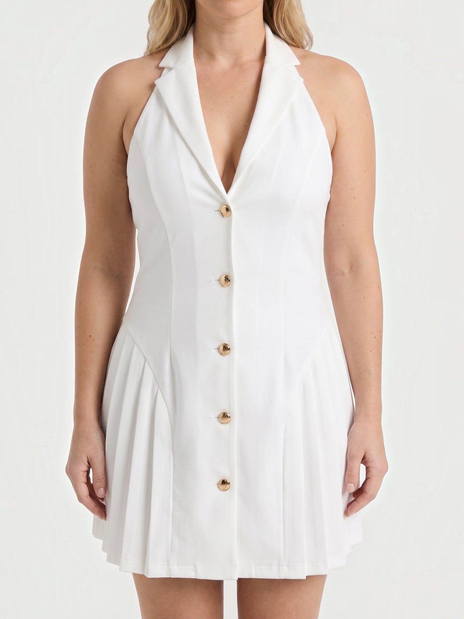 Ashley Neckholder-Minikleid mit Knopfleiste
