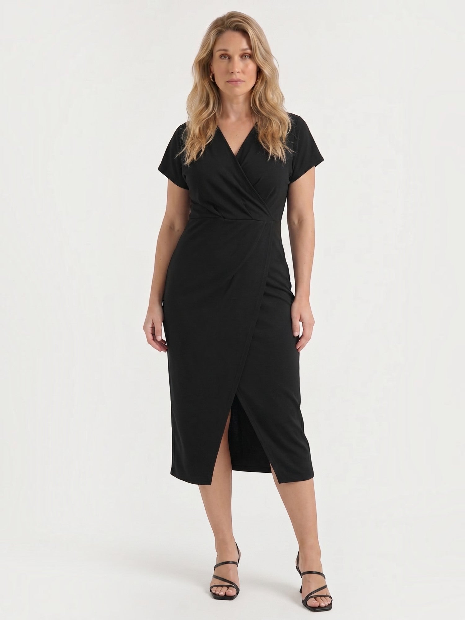 Raina Wickel-Midikleid mit V-Ausschnitt