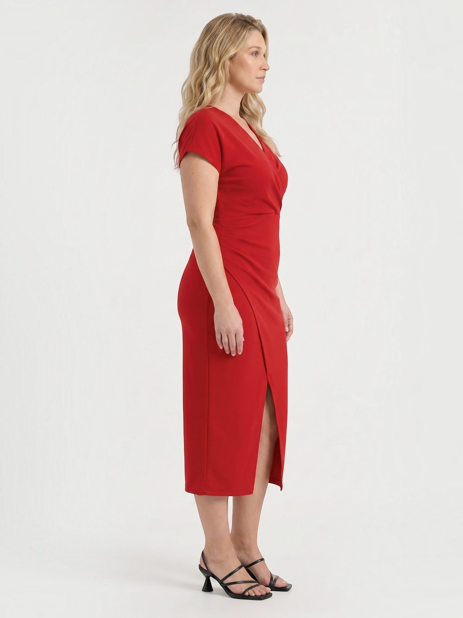 Raina Wickel-Midikleid mit V-Ausschnitt