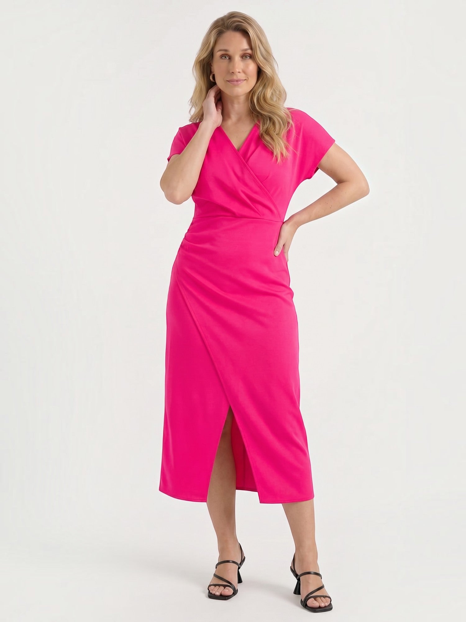 Raina Wickel-Midikleid mit V-Ausschnitt