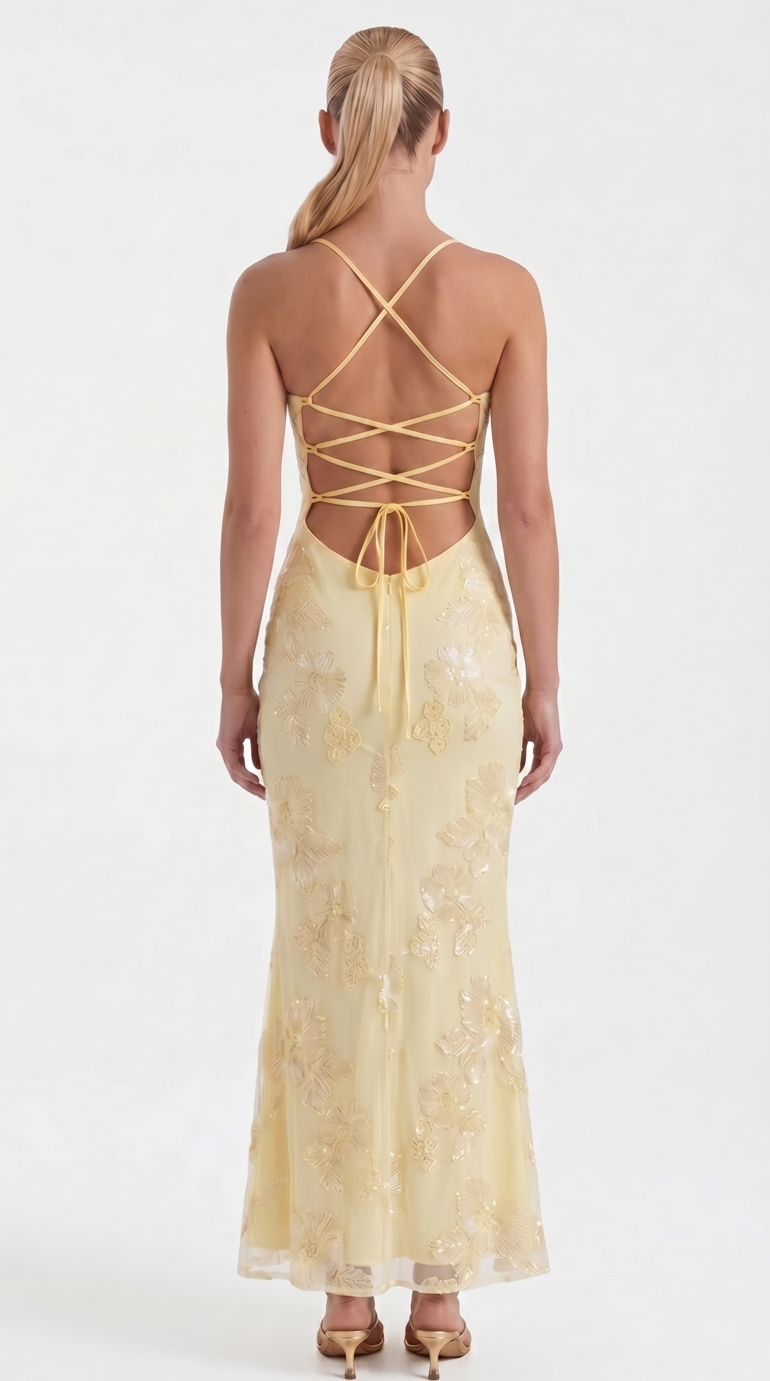 Chantal Korsett Maxi-Abendkleid mit Blumenmuster