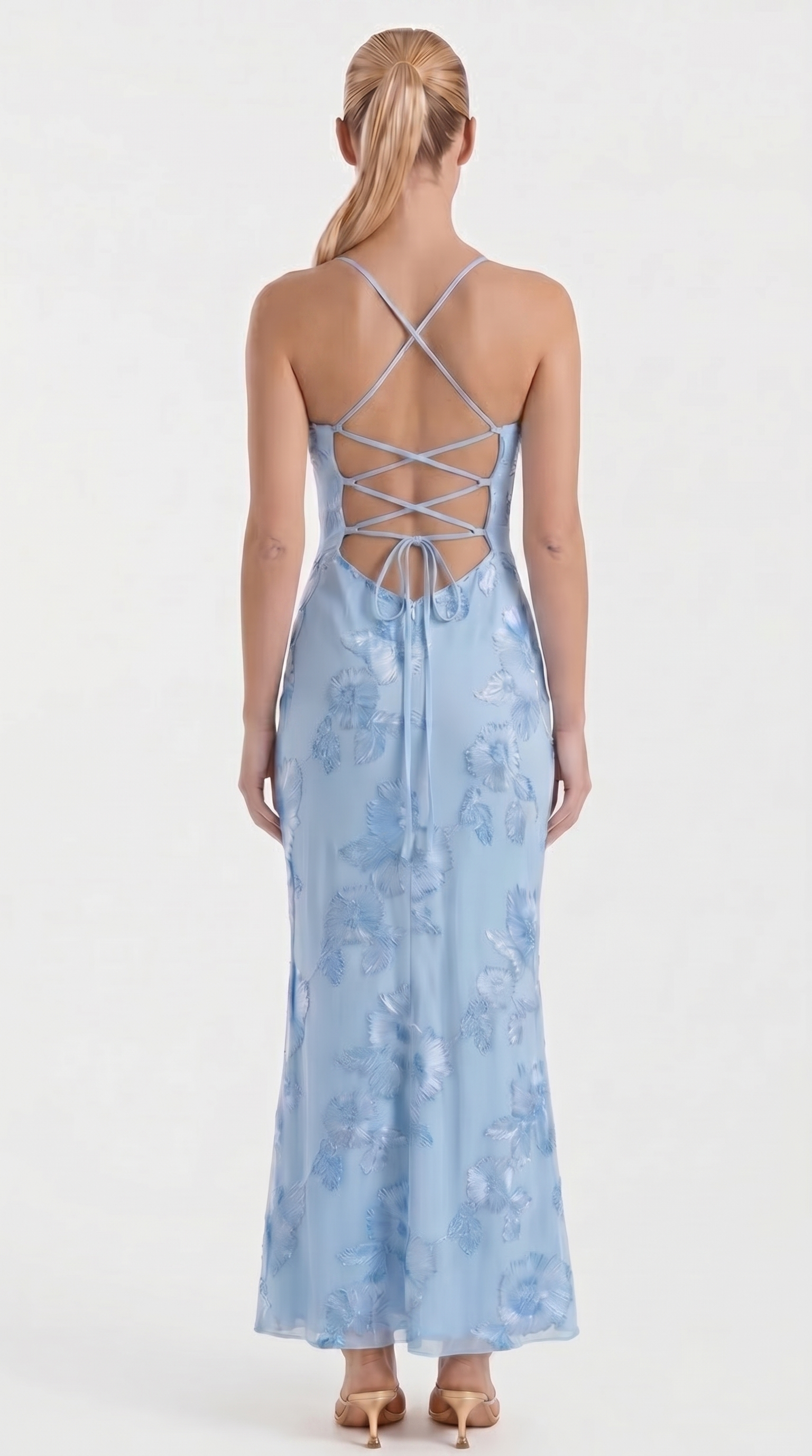 Chantal Korsett Maxi-Abendkleid mit Blumenmuster