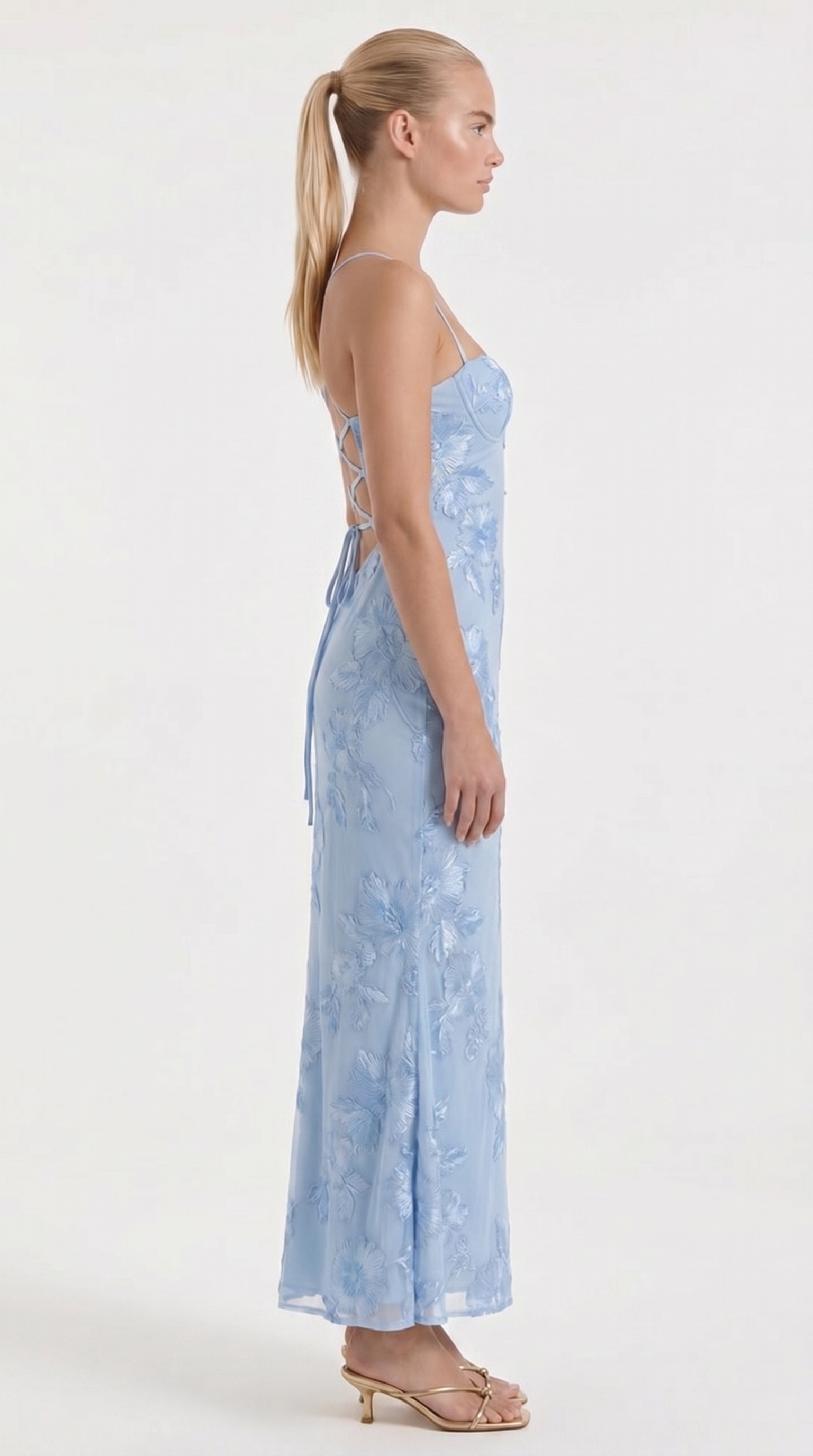 Chantal Korsett Maxi-Abendkleid mit Blumenmuster