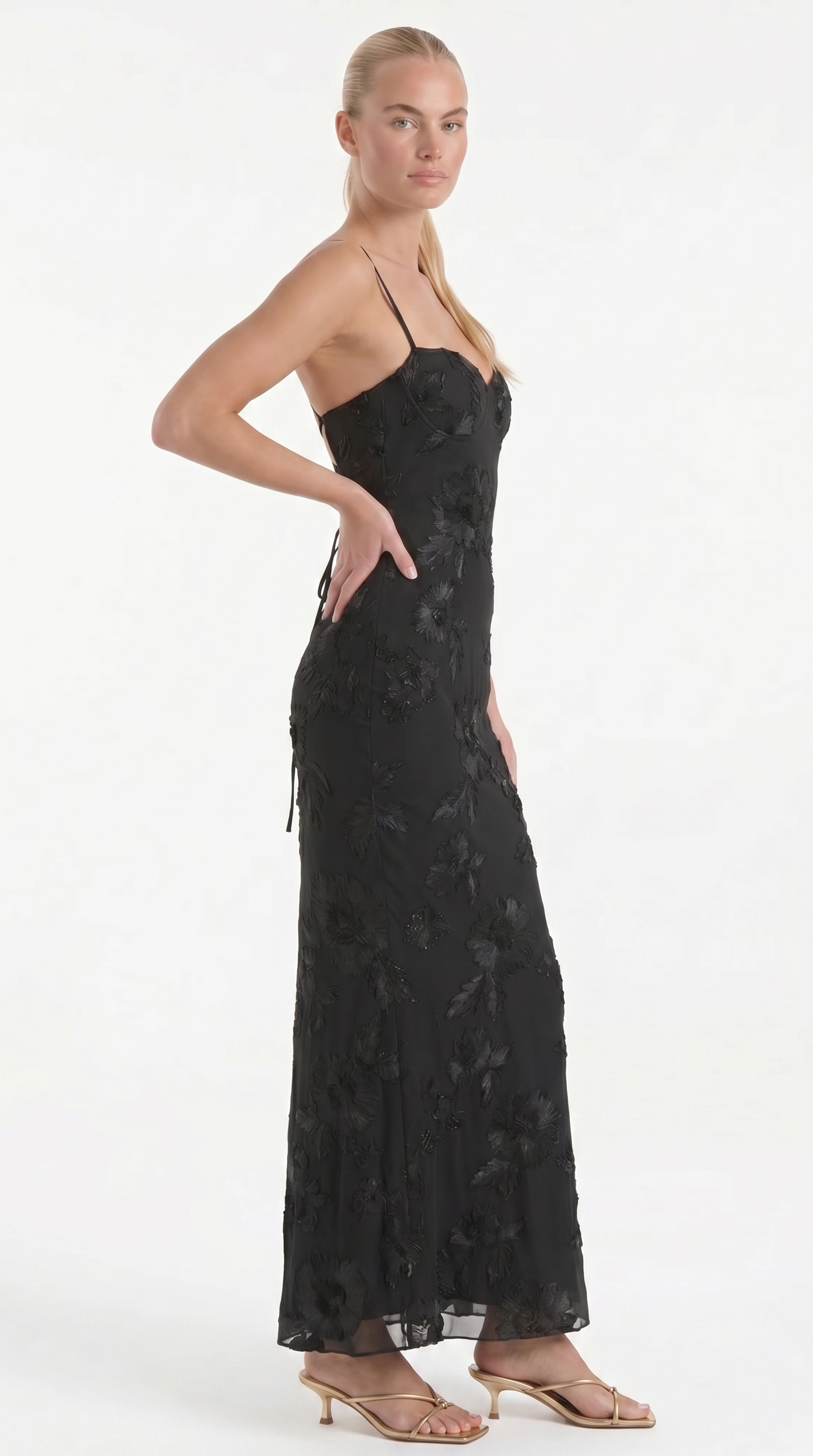 Chantal Korsett Maxi-Abendkleid mit Blumenmuster