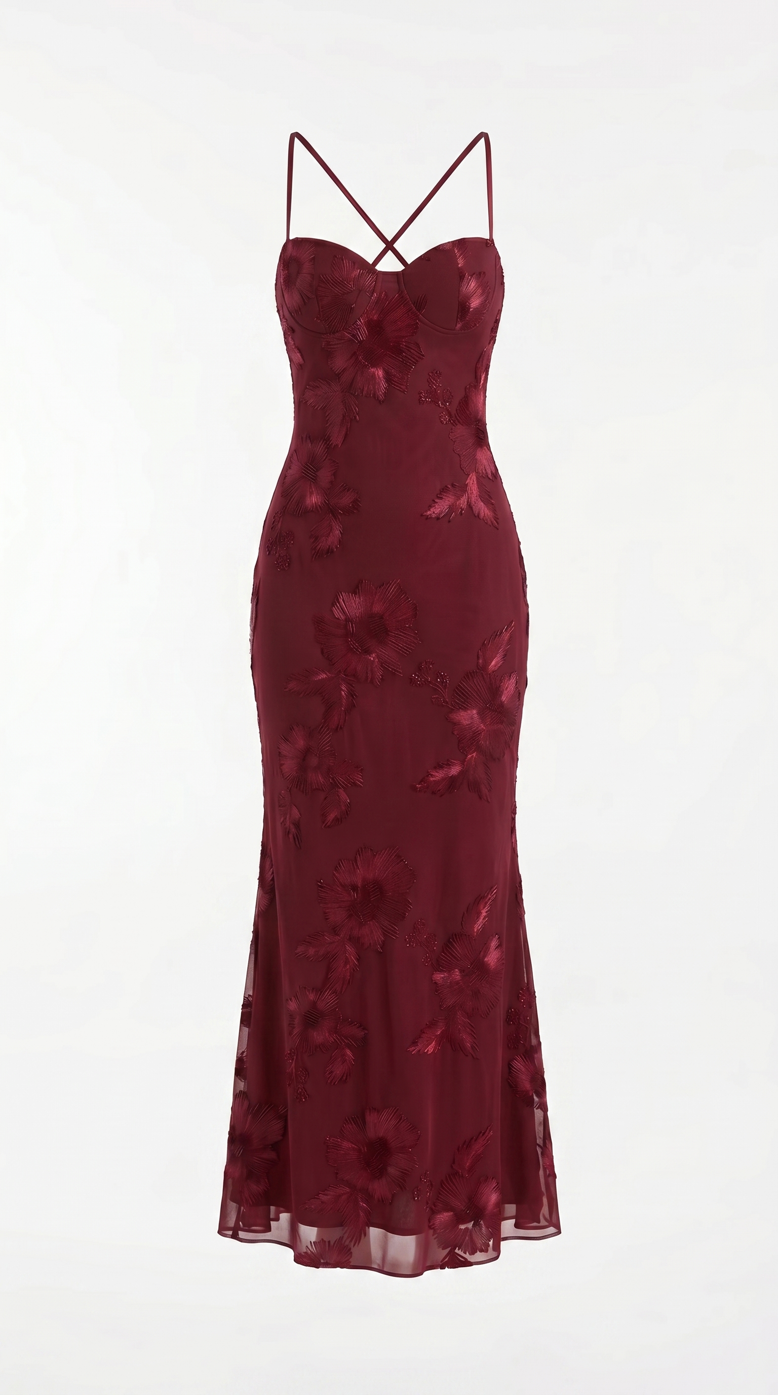 Chantal Korsett Maxi-Abendkleid mit Blumenmuster