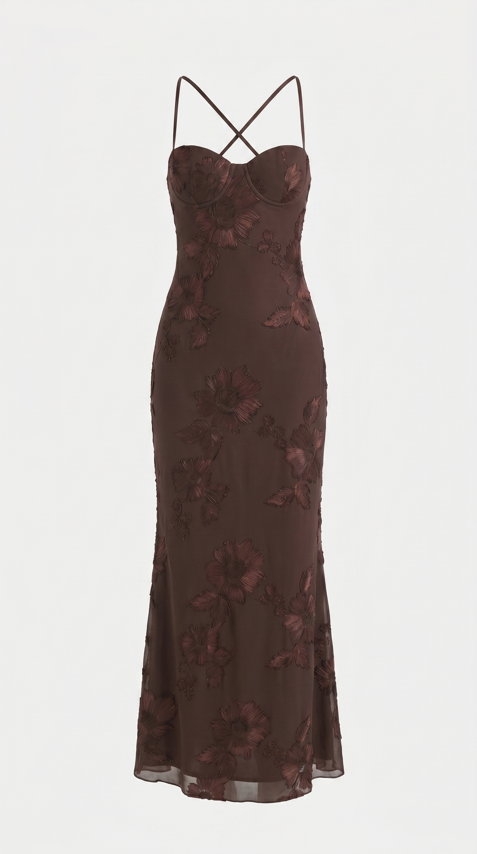 Chantal Korsett Maxi-Abendkleid mit Blumenmuster