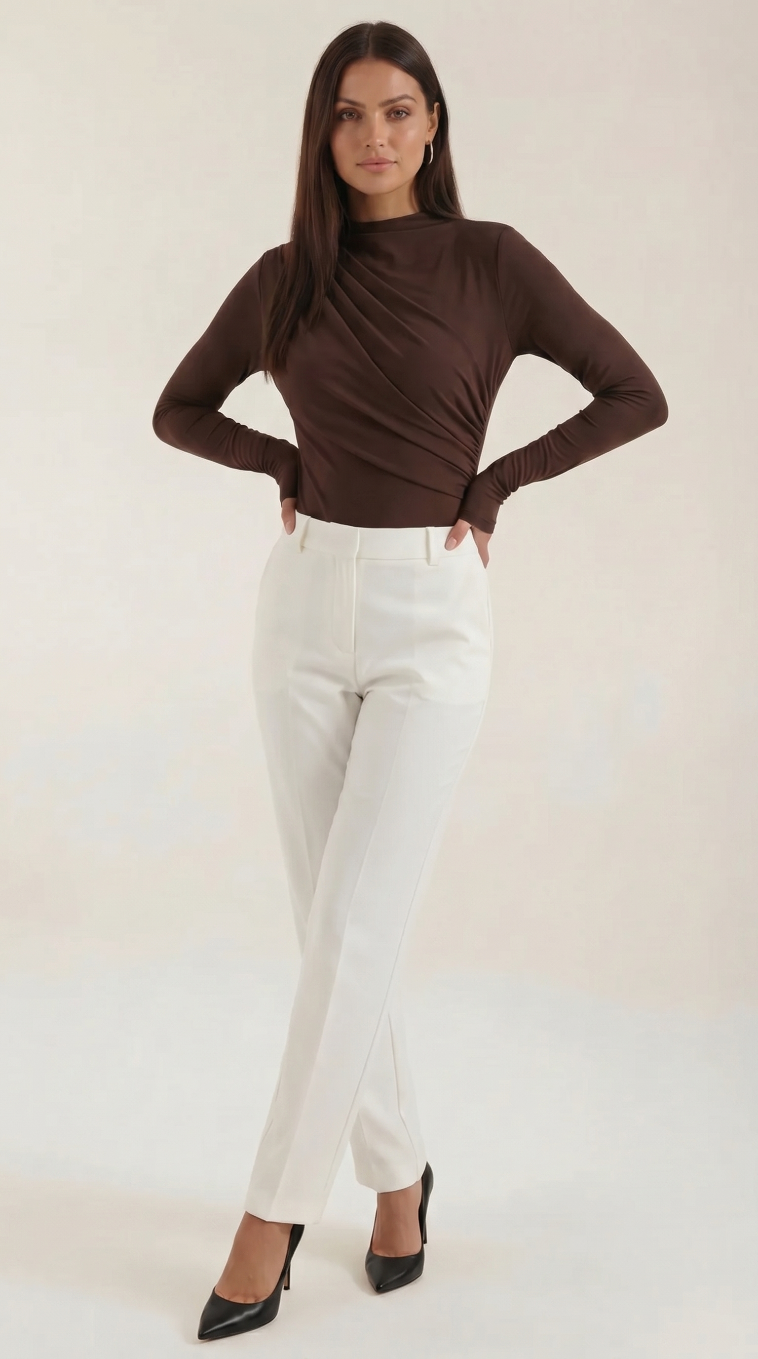 Audrey Longsleeve mit schmalem Stehkragen