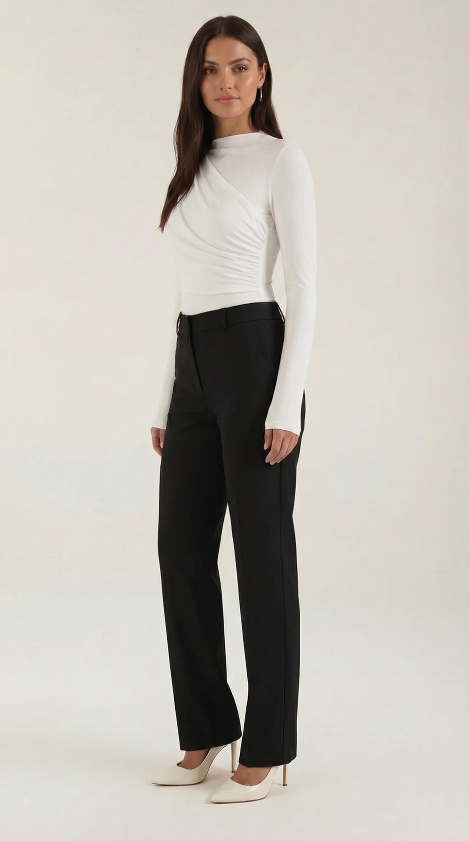 Audrey Longsleeve mit schmalem Stehkragen