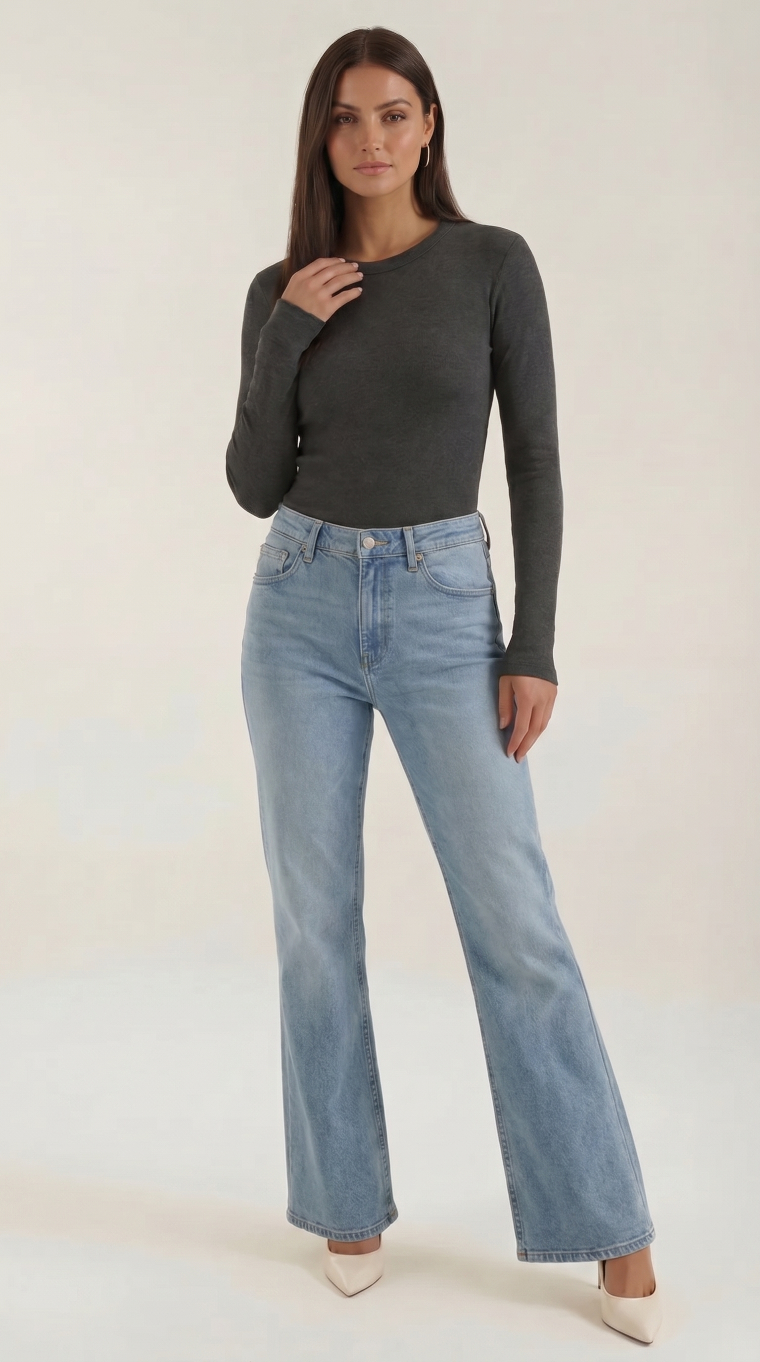 Freya Langarmshirt mit gerippter Struktur
