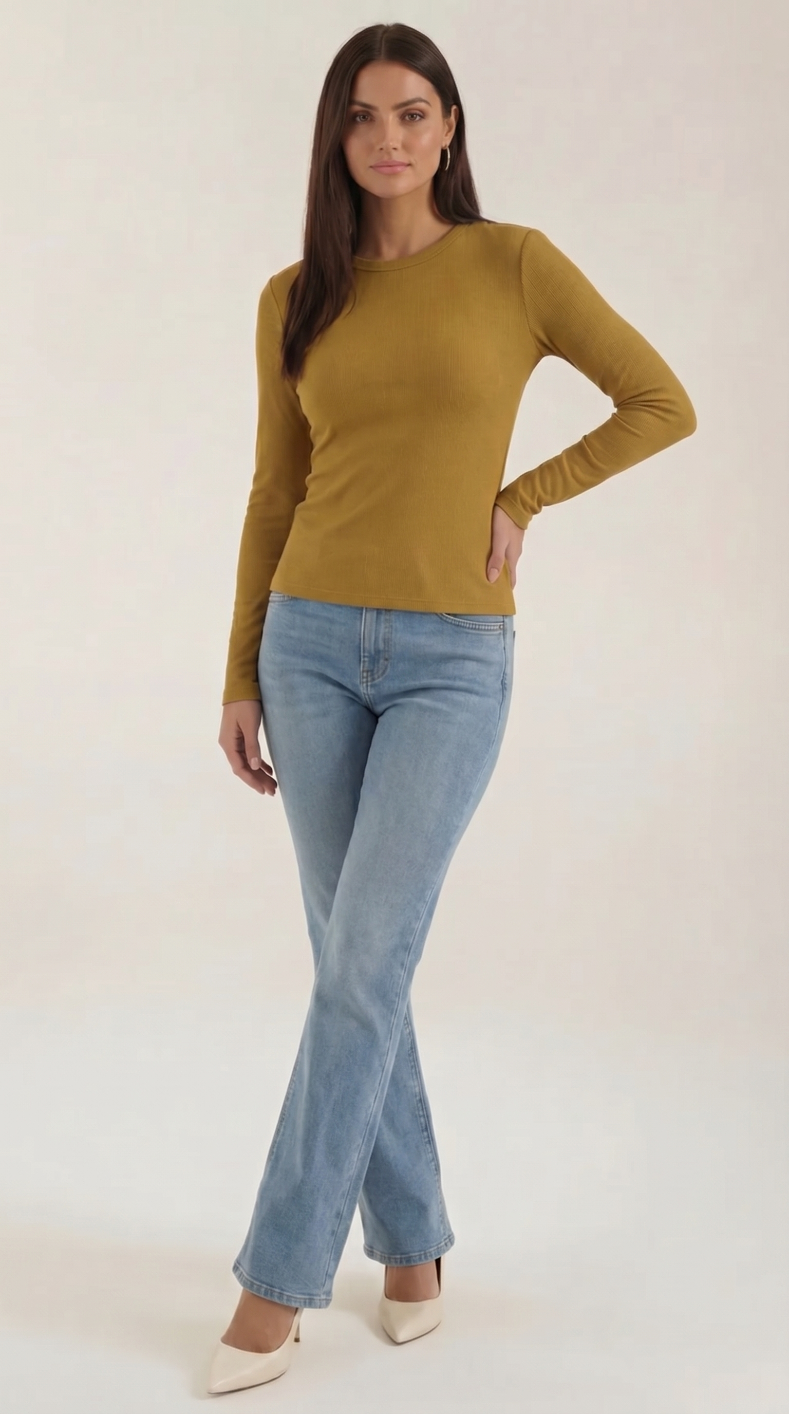 Freya Langarmshirt mit gerippter Struktur
