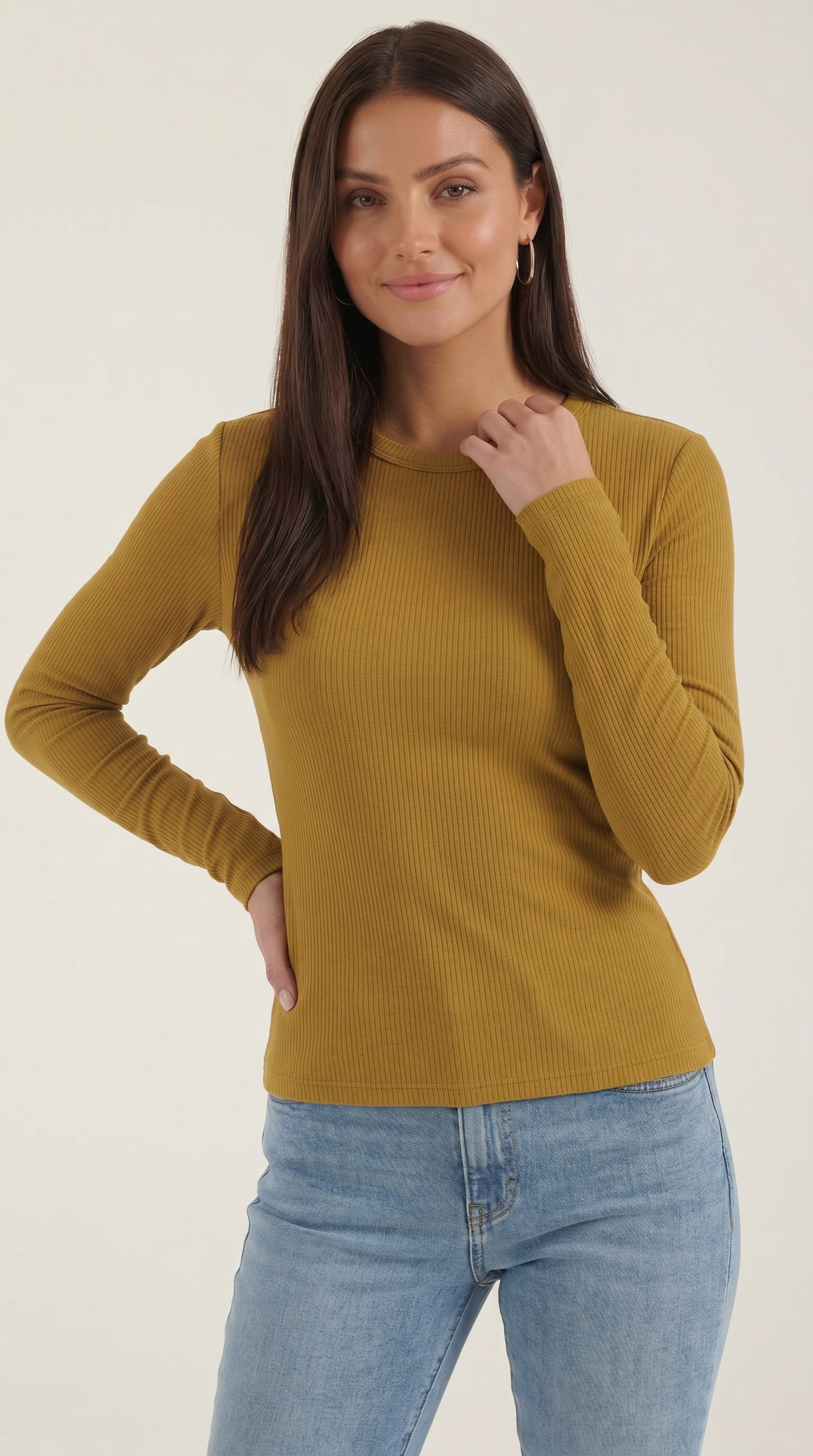Freya Langarmshirt mit gerippter Struktur