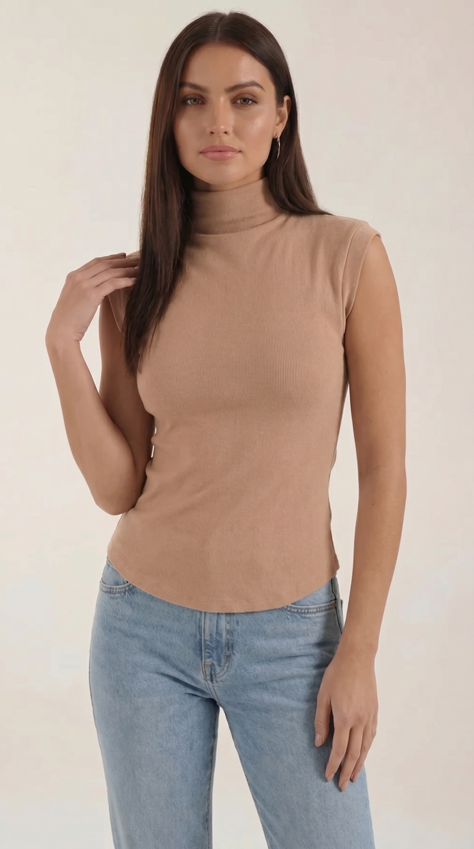 Cassandra Rollkragen-Top im Rippstrick-Look