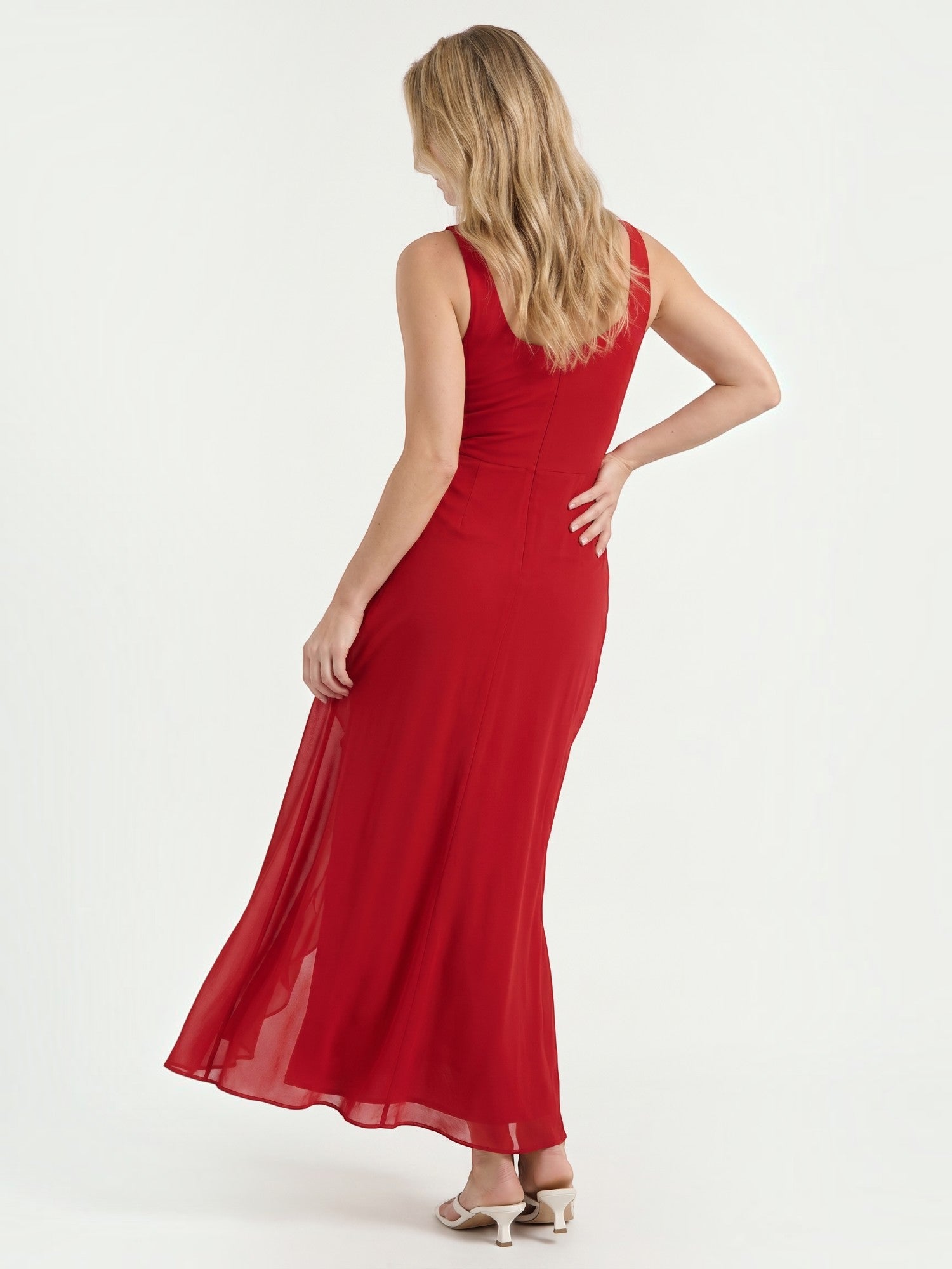 Leslie Midikleid mit V-Ausschnitt und Stufensaum
