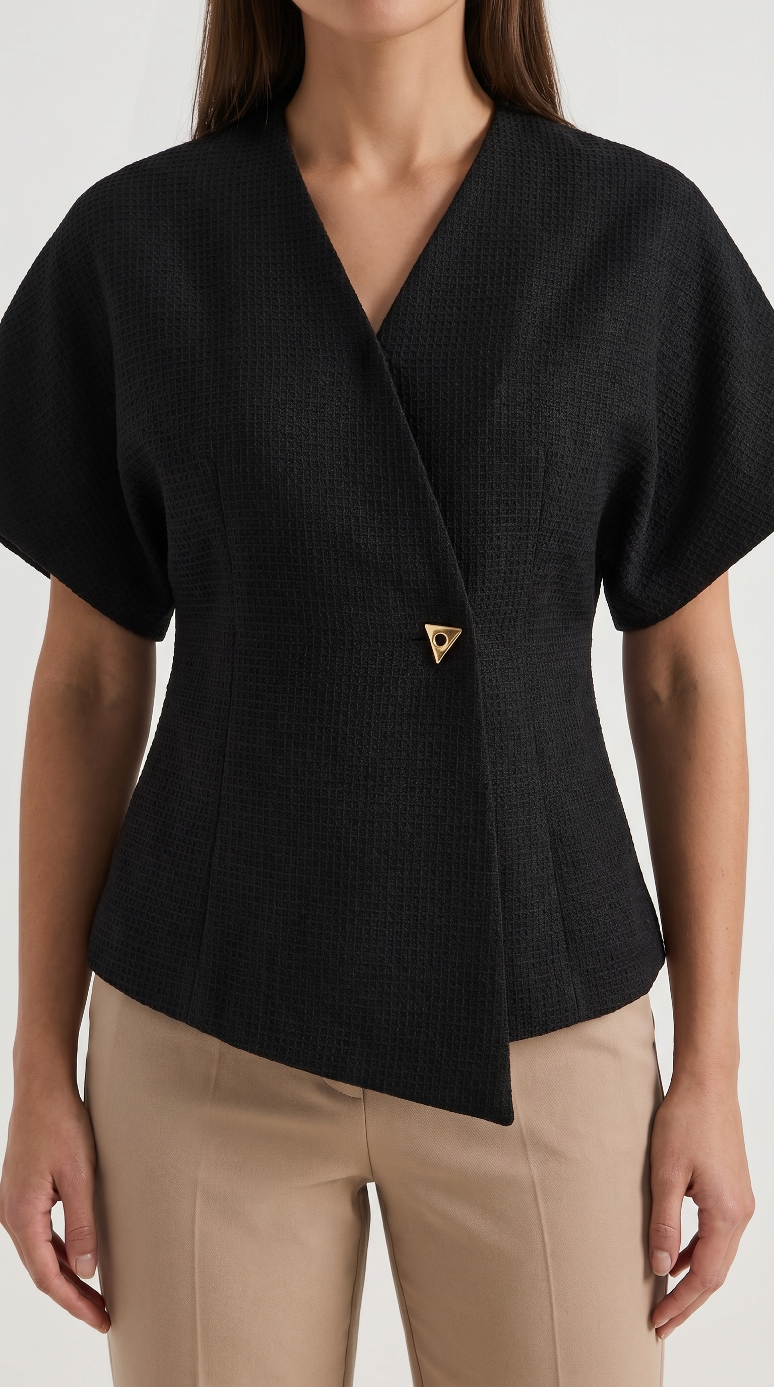 Amy Blazer Top mit asymmetrischer Wickeloptik