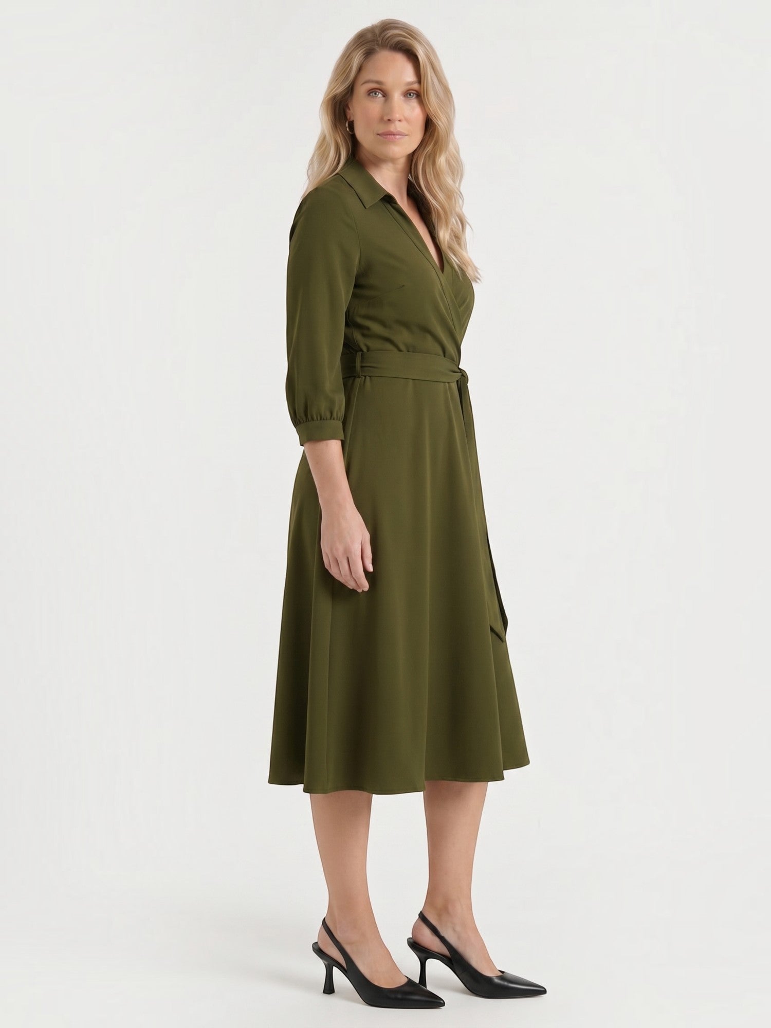 Amelia Midi-Wickelkleid mit Bindegürtel