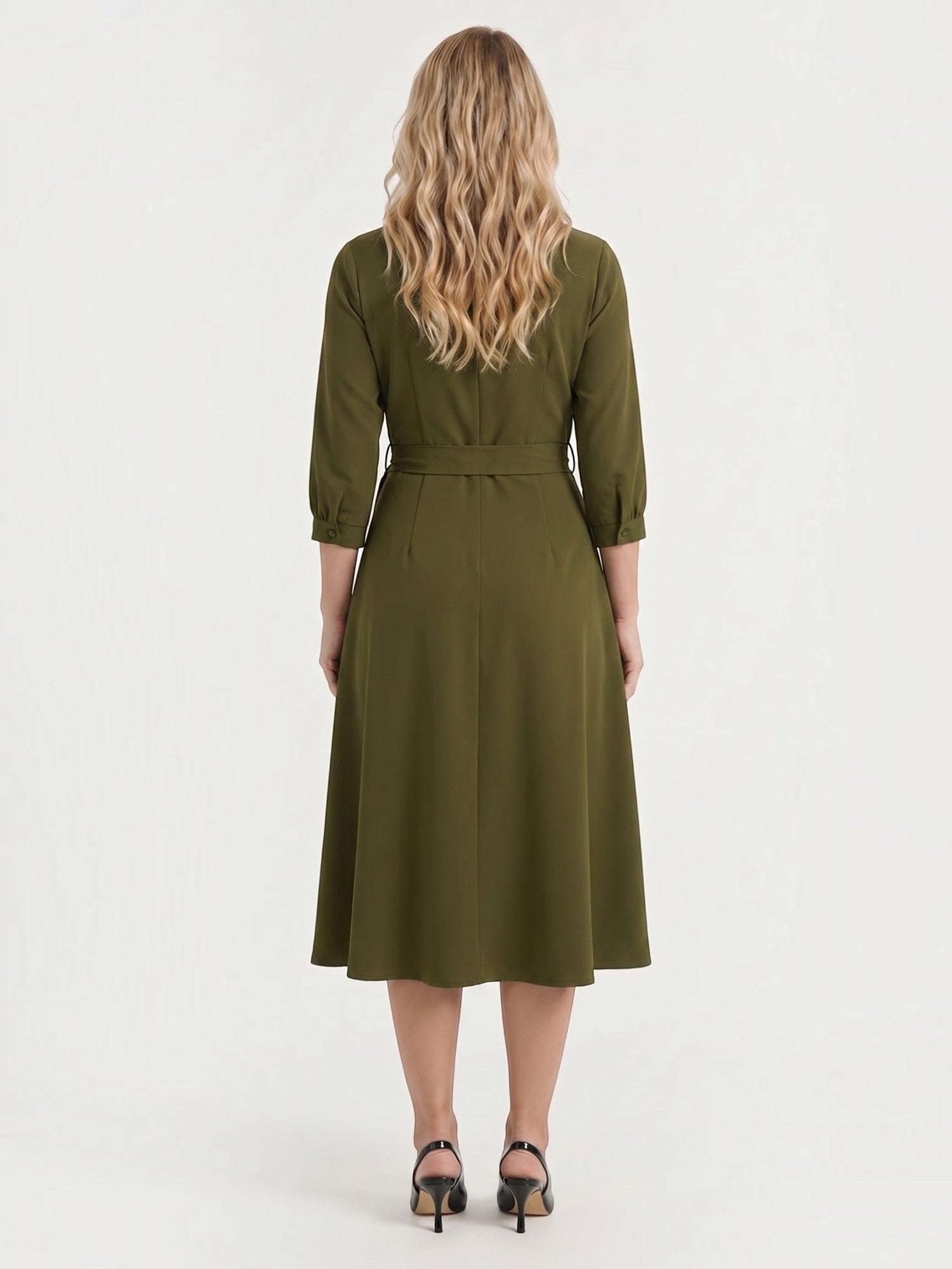 Amelia Midi-Wickelkleid mit Bindegürtel