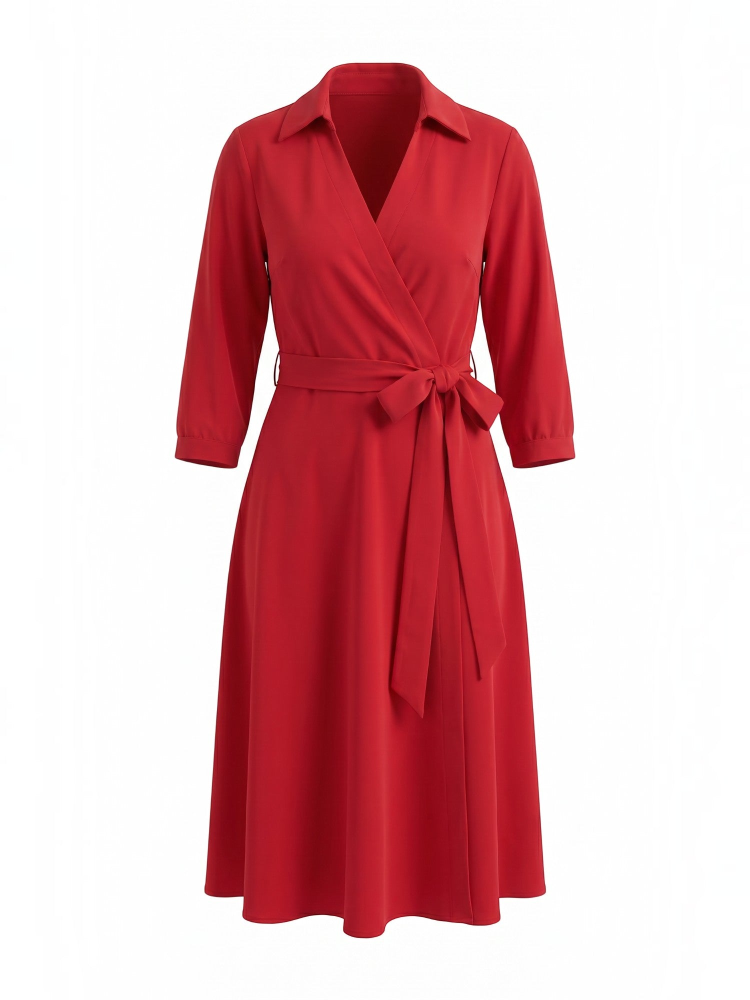 Amelia Midi-Wickelkleid mit Bindegürtel