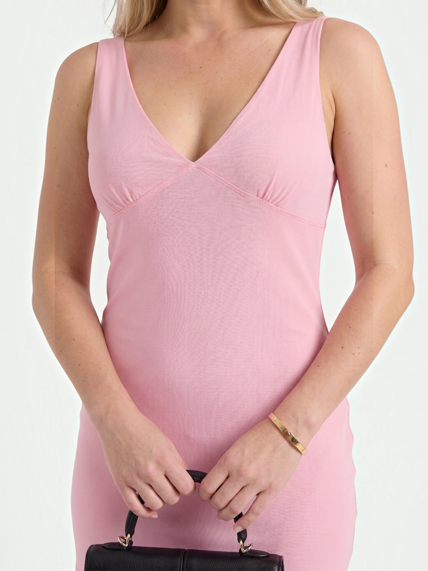 Leslie Midikleid mit V-Ausschnitt und Stufensaum