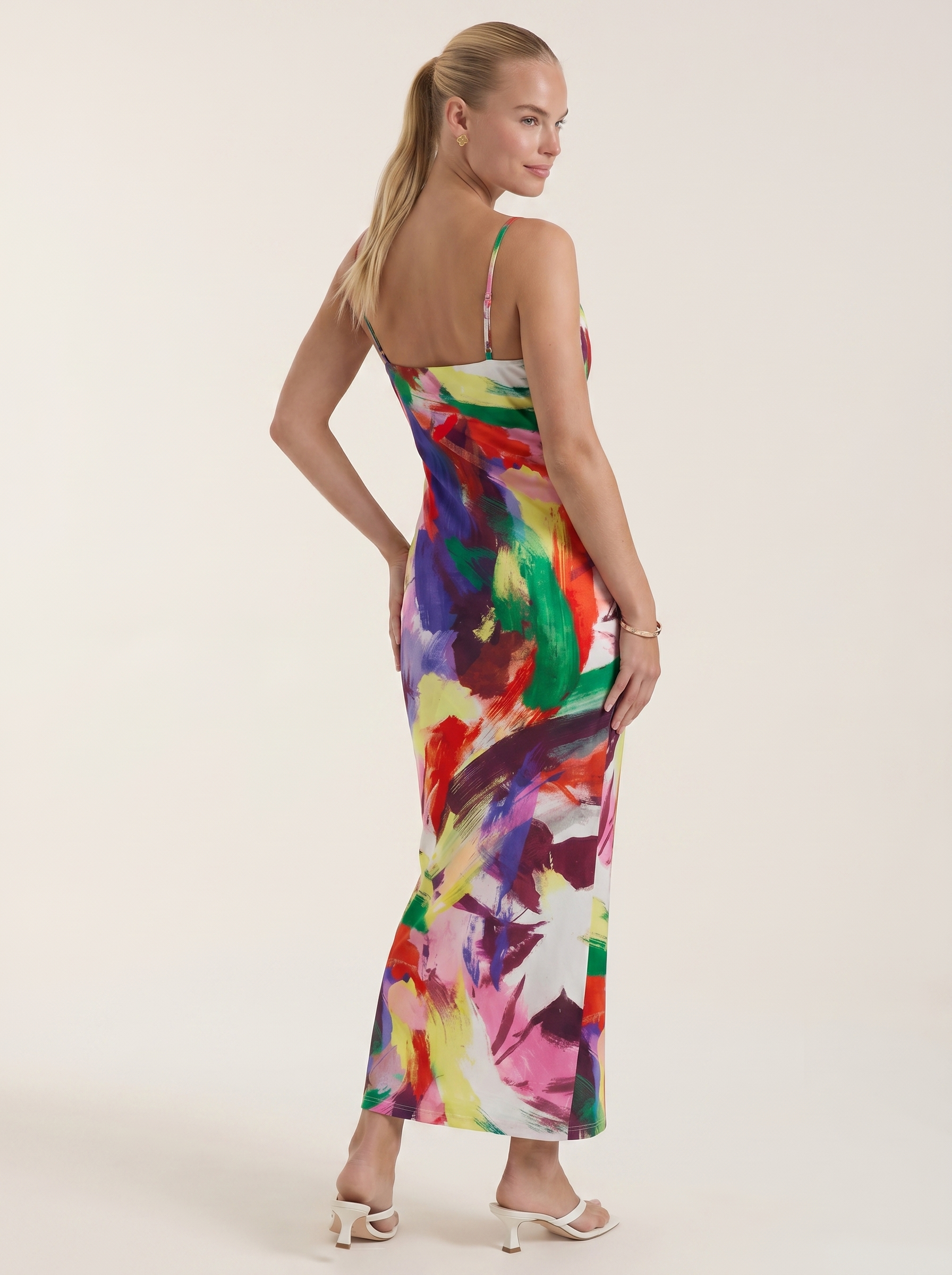Henrietta Plissee Maxikleid mit Spaghettiträgern
