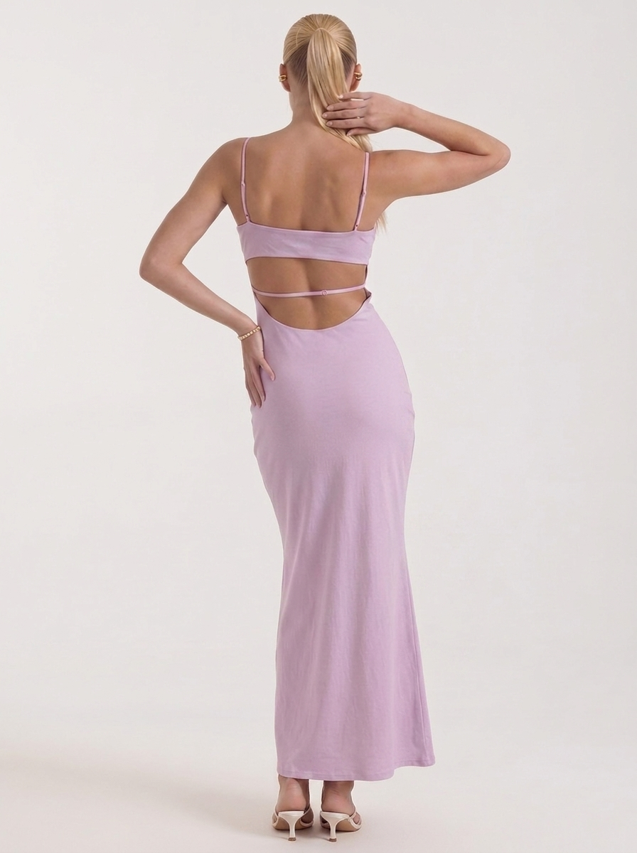 Dale Maxikleid mit Spaghettiträgern und schmaler Linie