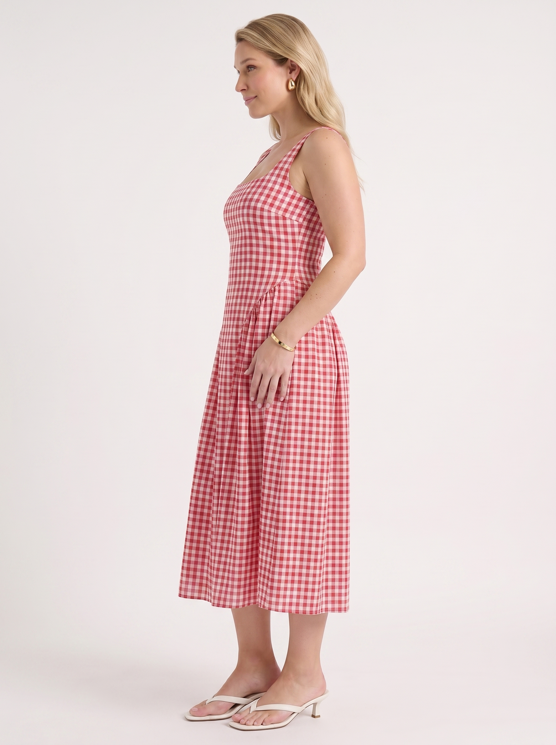 Cleo Midikleid mit Karomuster und Faltenrock