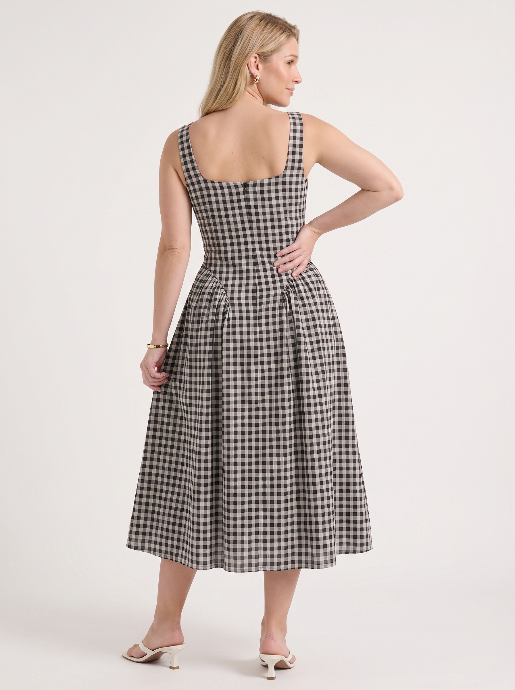 Cleo Midikleid mit Karomuster und Faltenrock