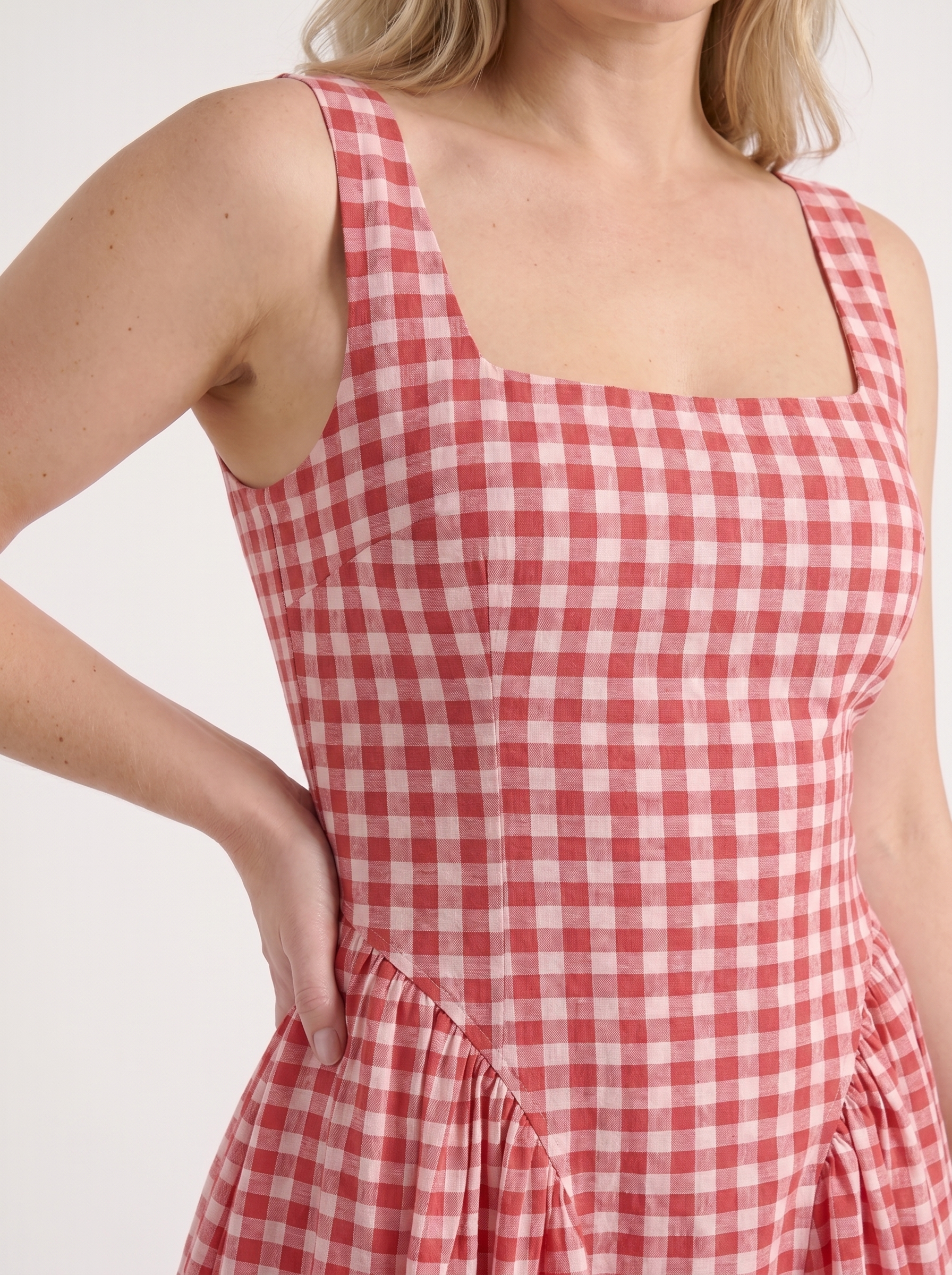 Cleo Midikleid mit Karomuster und Faltenrock