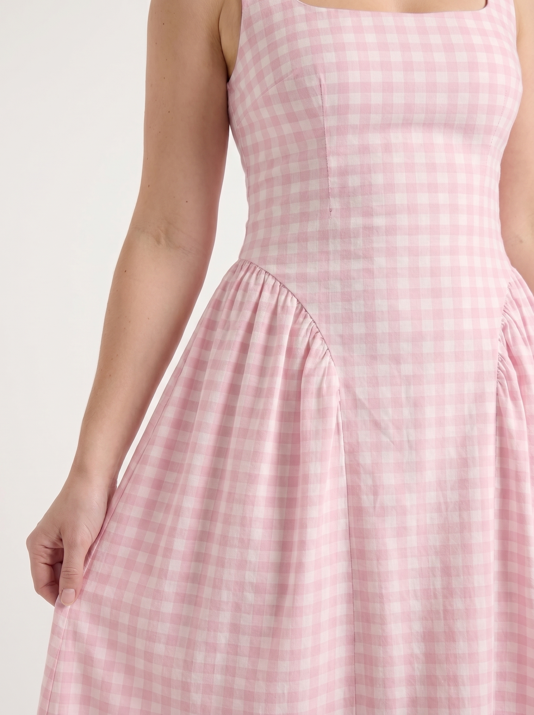 Cleo Midikleid mit Karomuster und Faltenrock