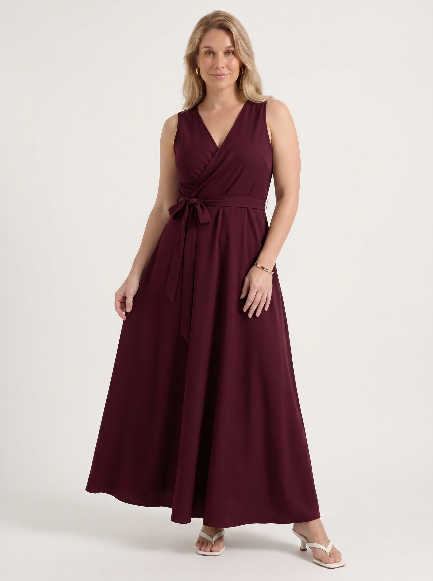 Reena Maxikleid mit Wickeloptik und Bindegürtel