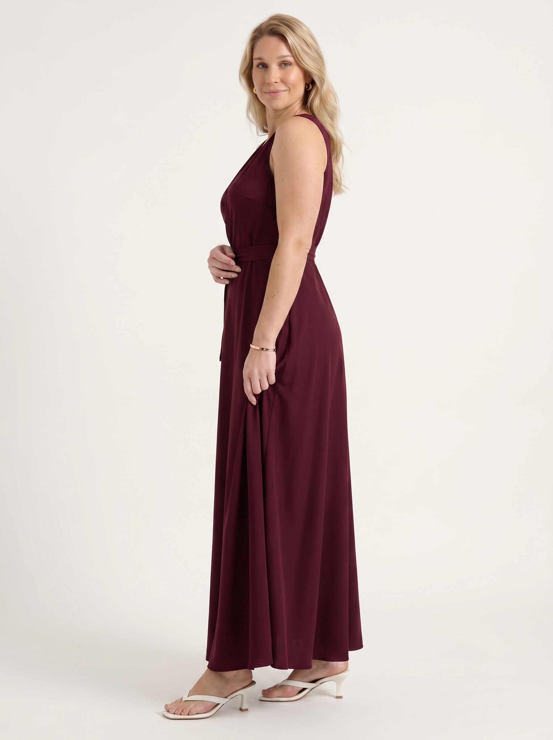 Reena Maxikleid mit Wickeloptik und Bindegürtel