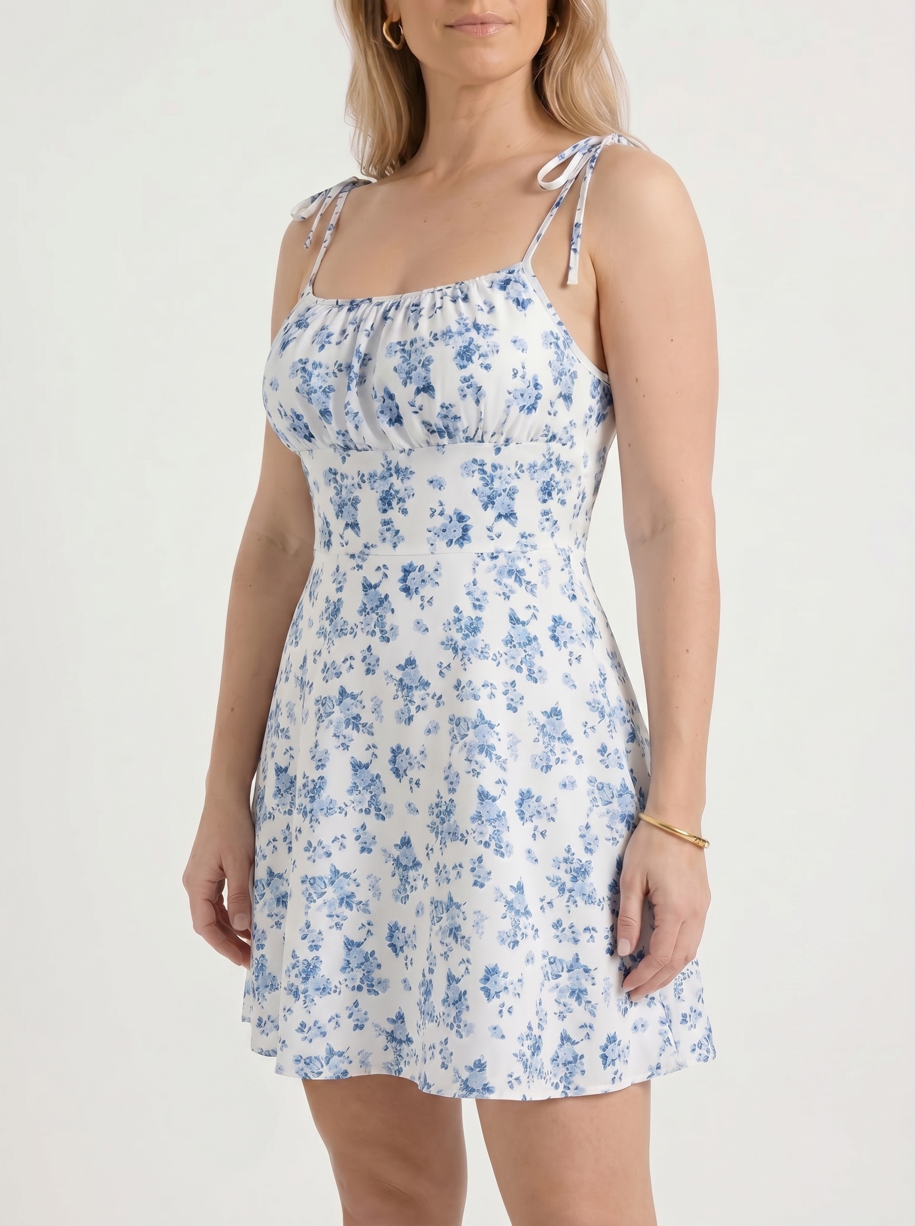 Sofia Minikleid mit Bindeträgern und Blumenprint