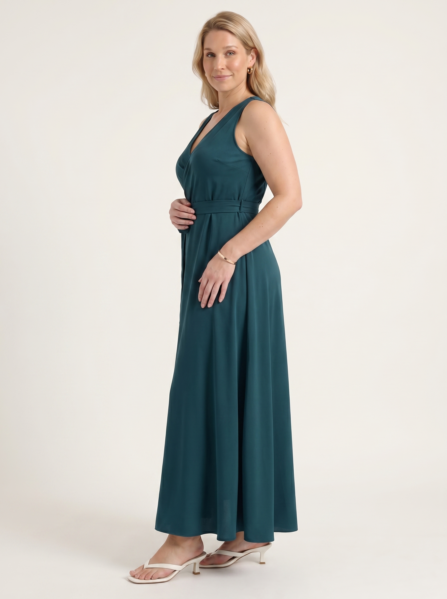 Reena Maxikleid mit Wickeloptik und Bindegürtel