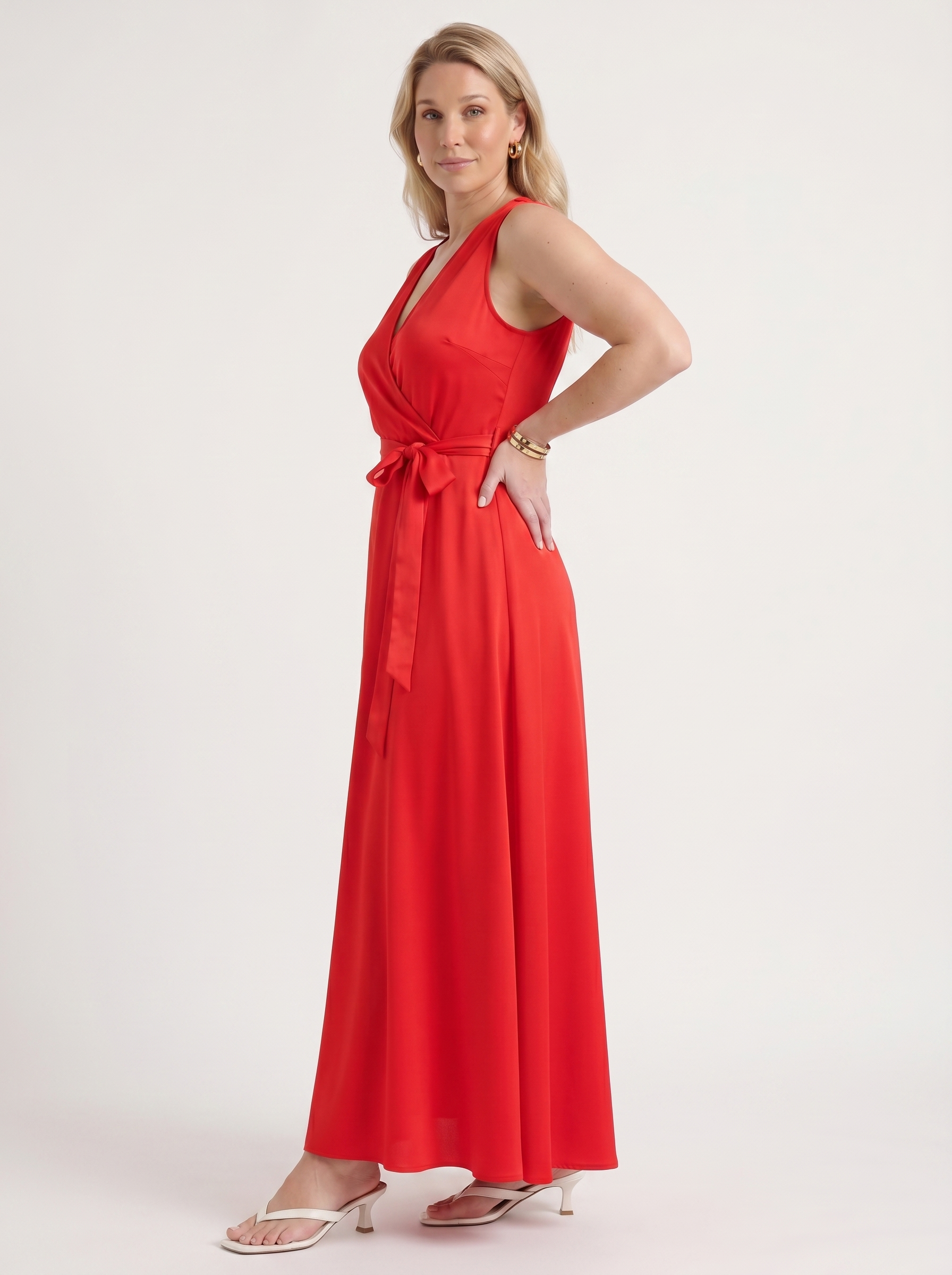 Reena Maxikleid mit Wickeloptik und Bindegürtel