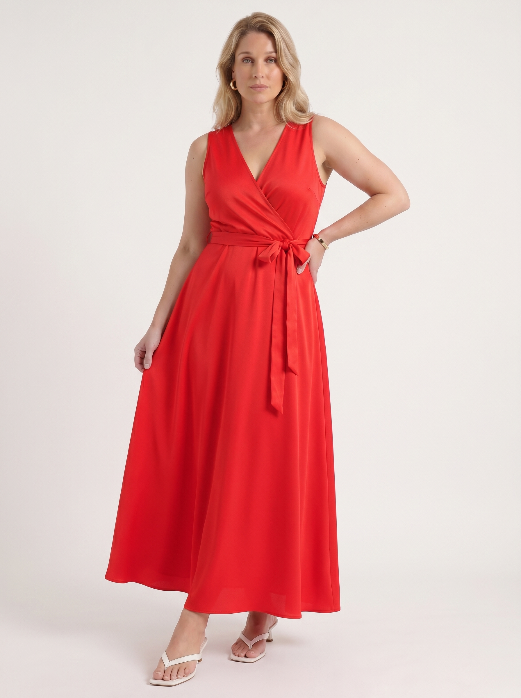 Reena Maxikleid mit Wickeloptik und Bindegürtel