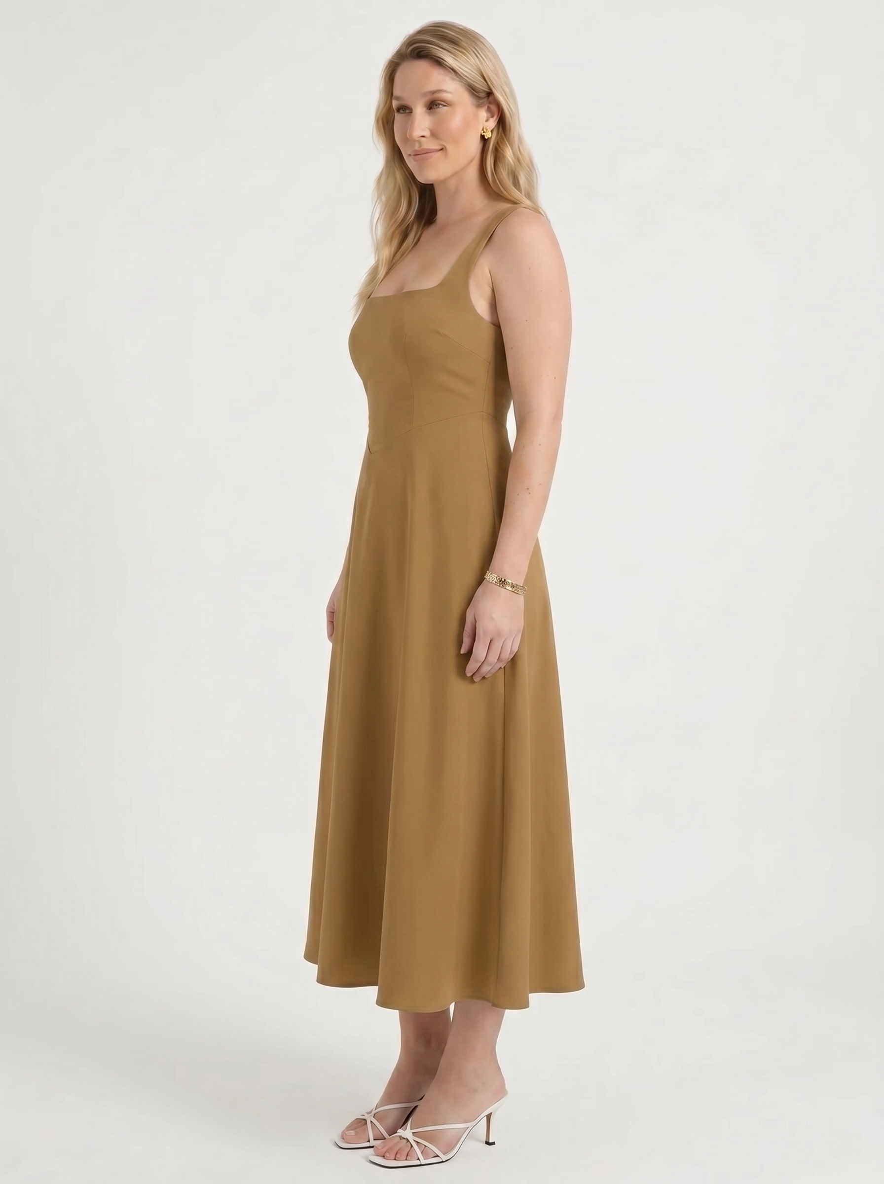 Clarisse Midikleid mit Karree-Ausschnitt und Schwingrock