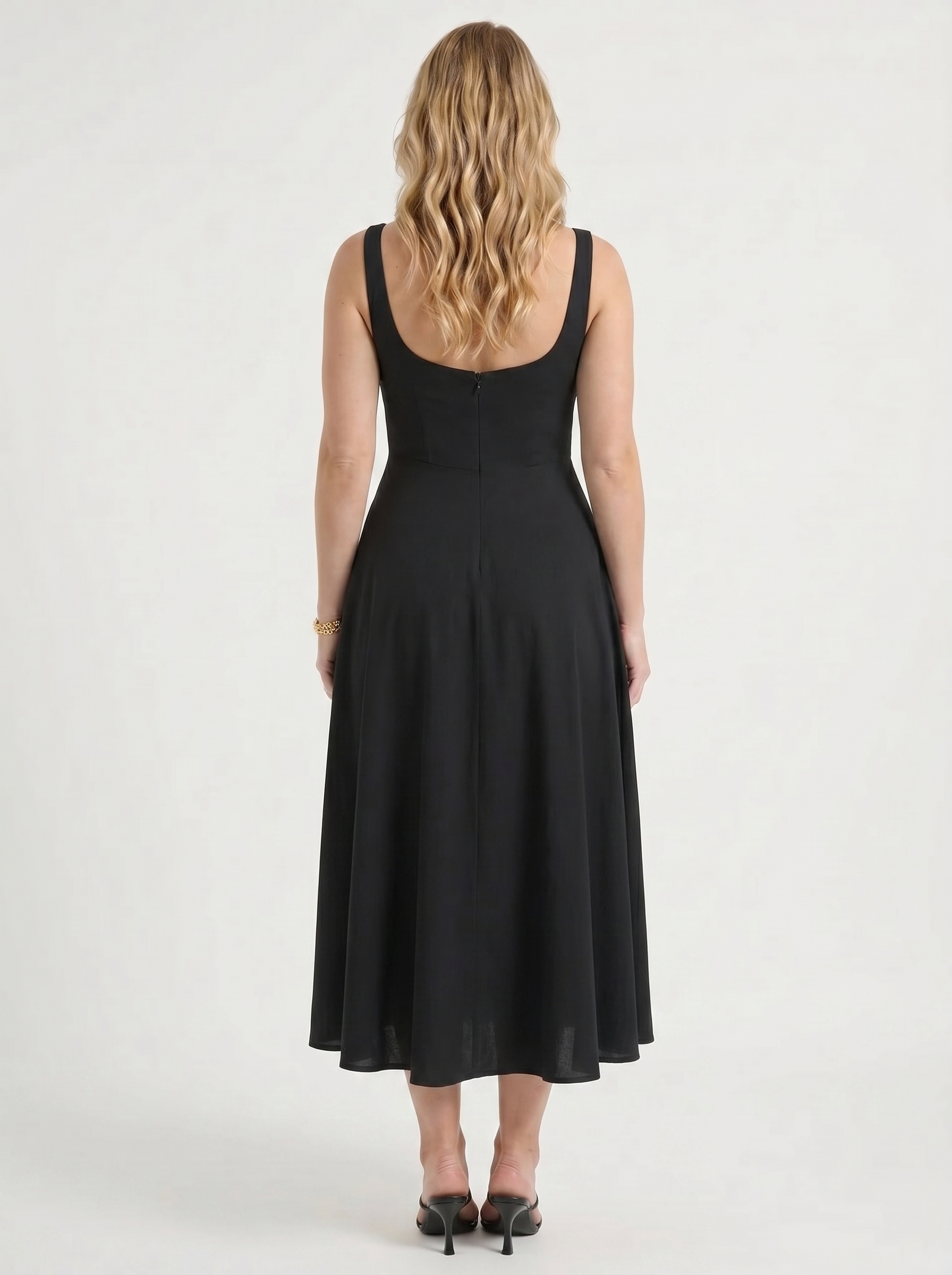 Clarisse Midikleid mit Karree-Ausschnitt und Schwingrock