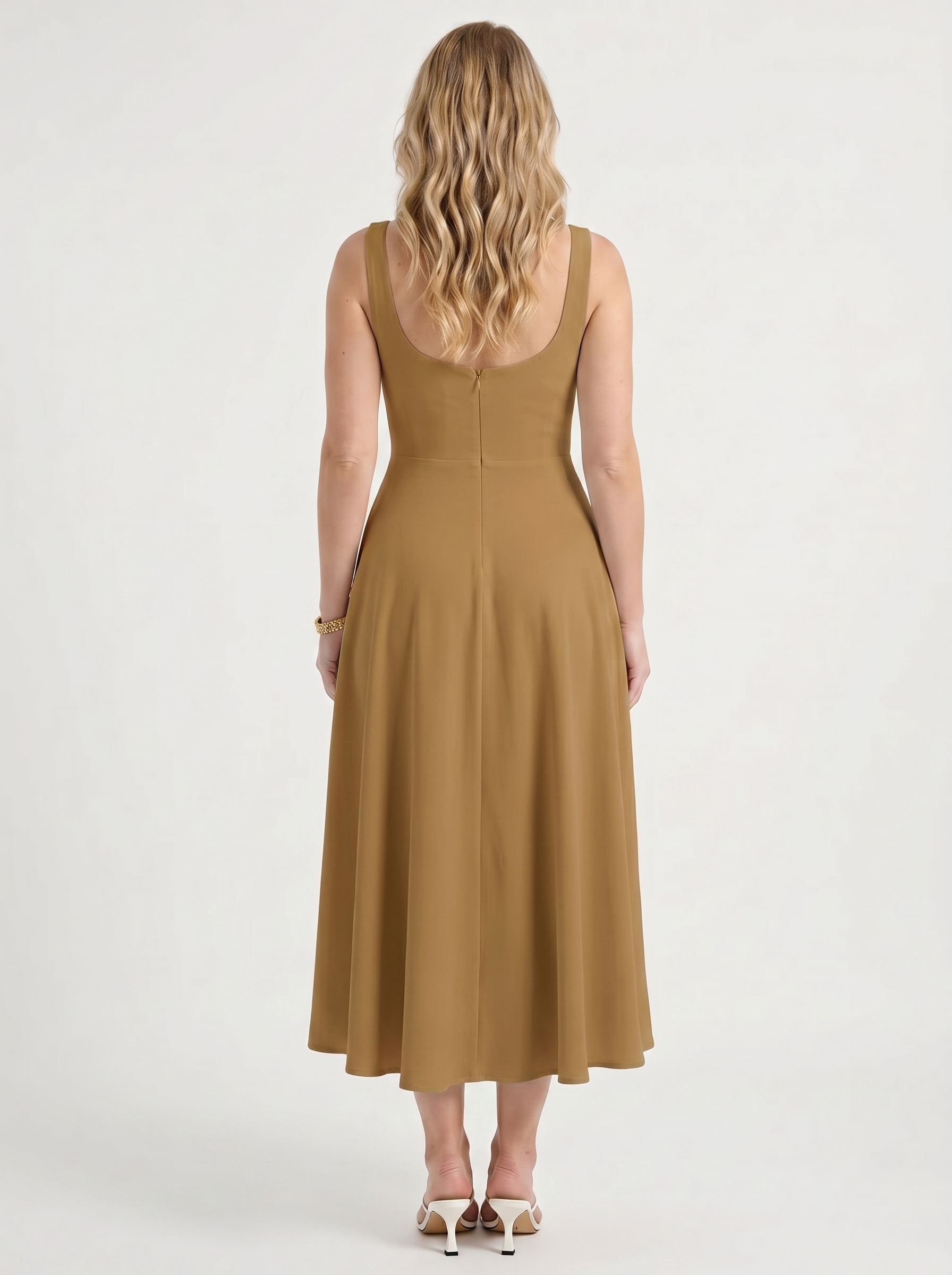 Clarisse Midikleid mit Karree-Ausschnitt und Schwingrock