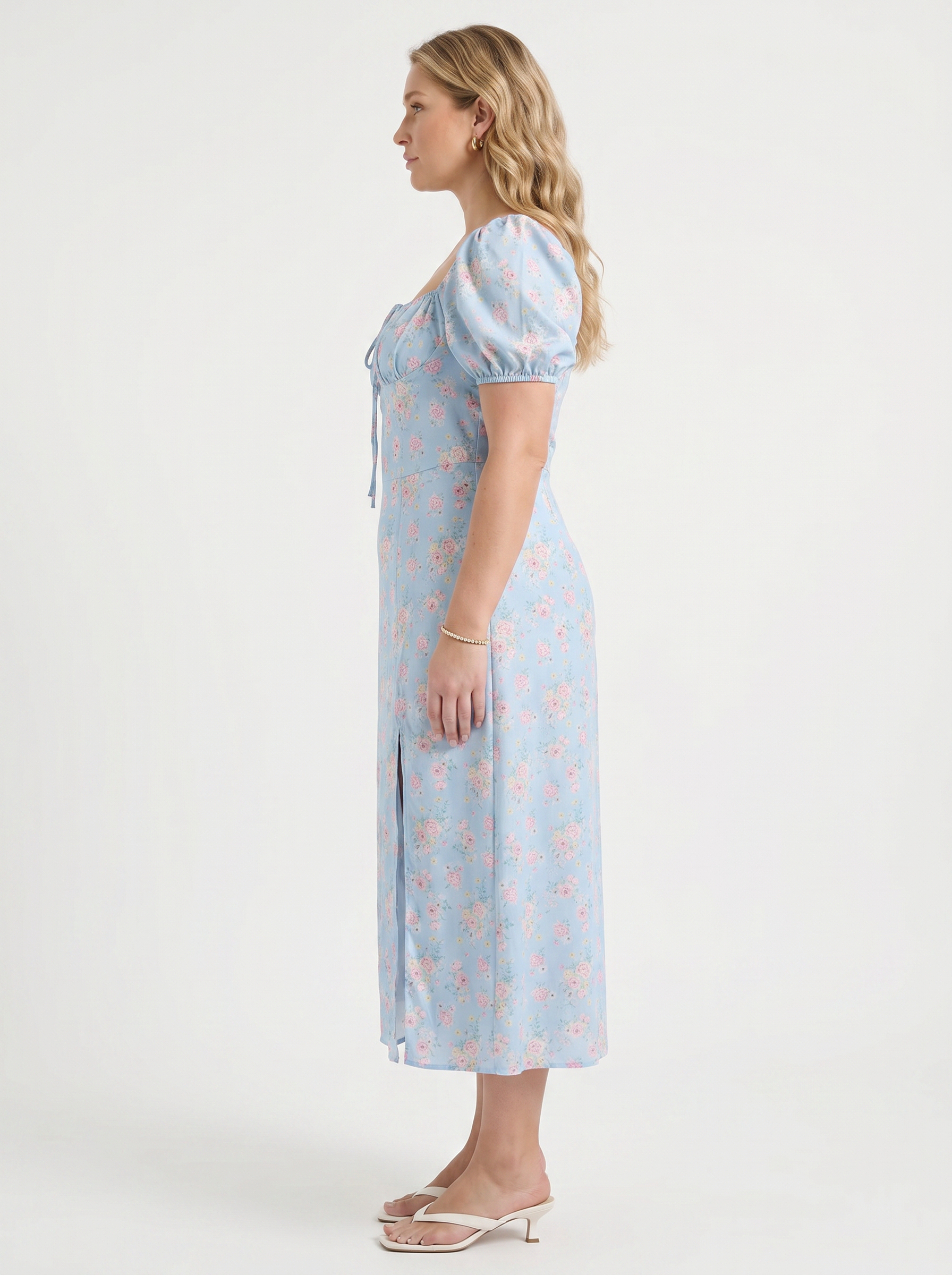 Ivy Midikleid mit Blumenprint und Puffärmeln
