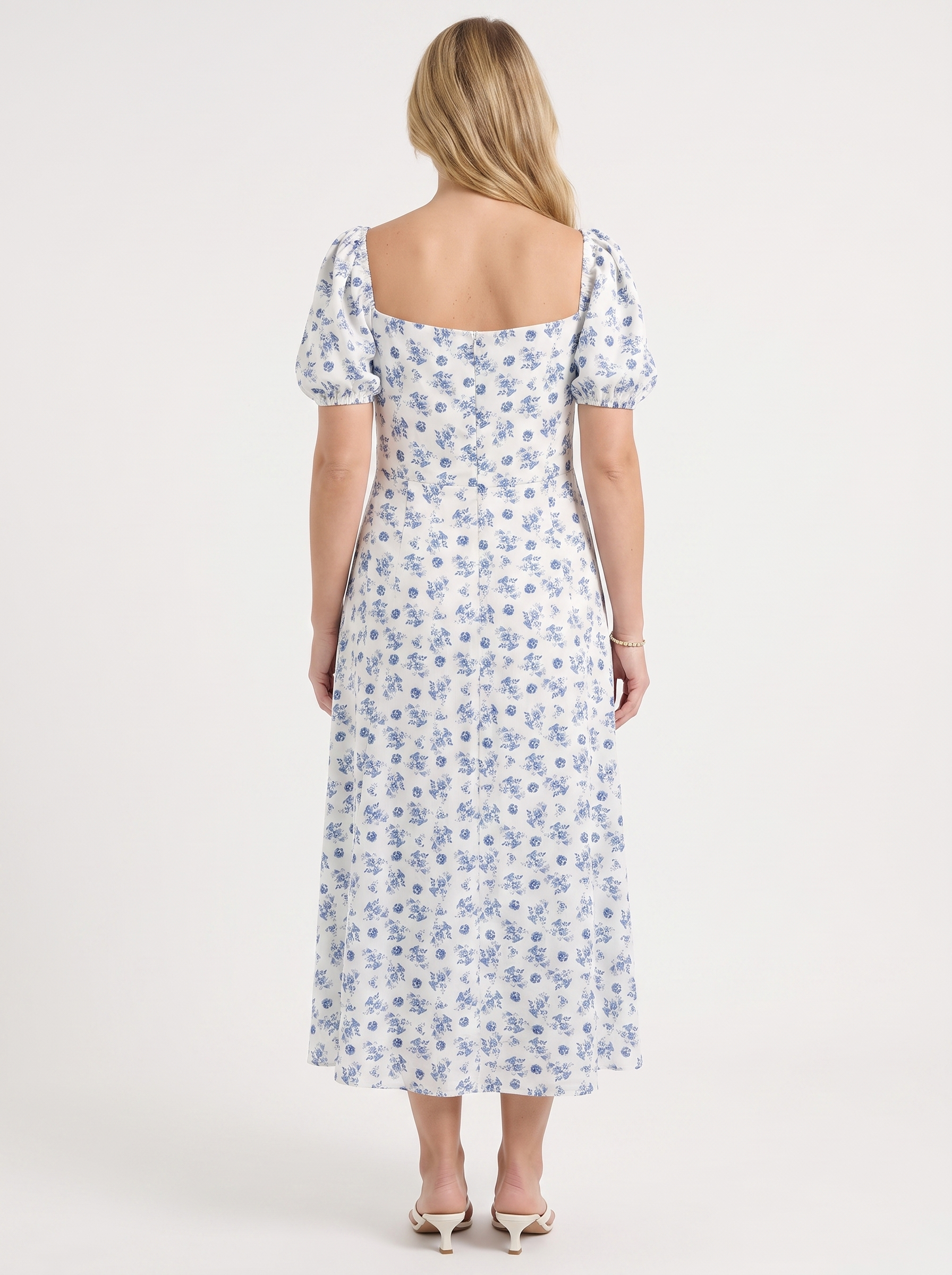 Ivy Midikleid mit Blumenprint und Puffärmeln