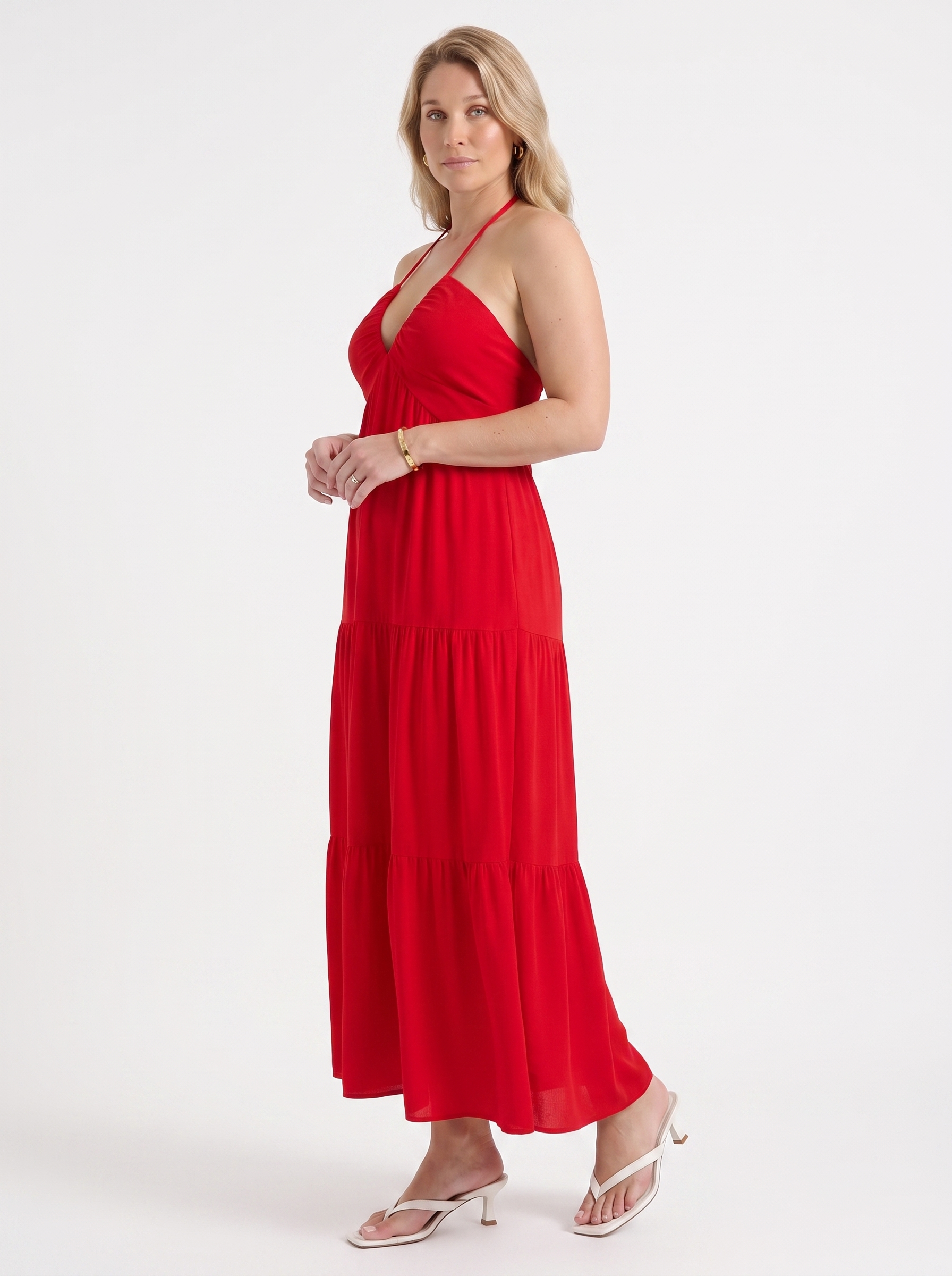 Sloane Volant-Maxikleid mit Neckholder