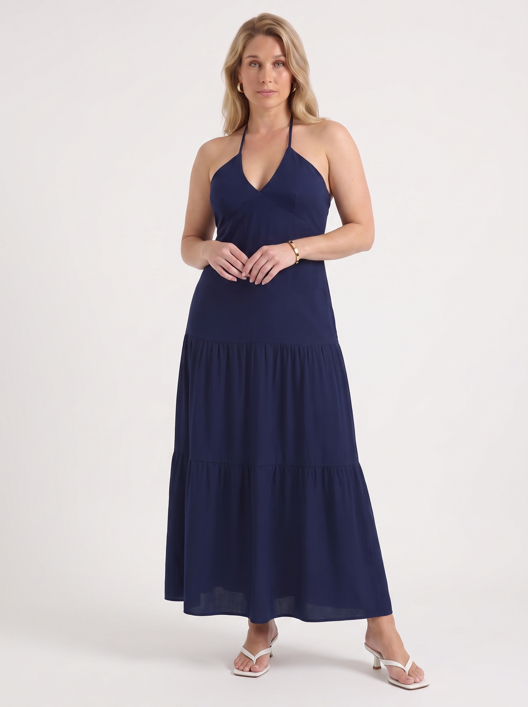 Sloane Volant-Maxikleid mit Neckholder